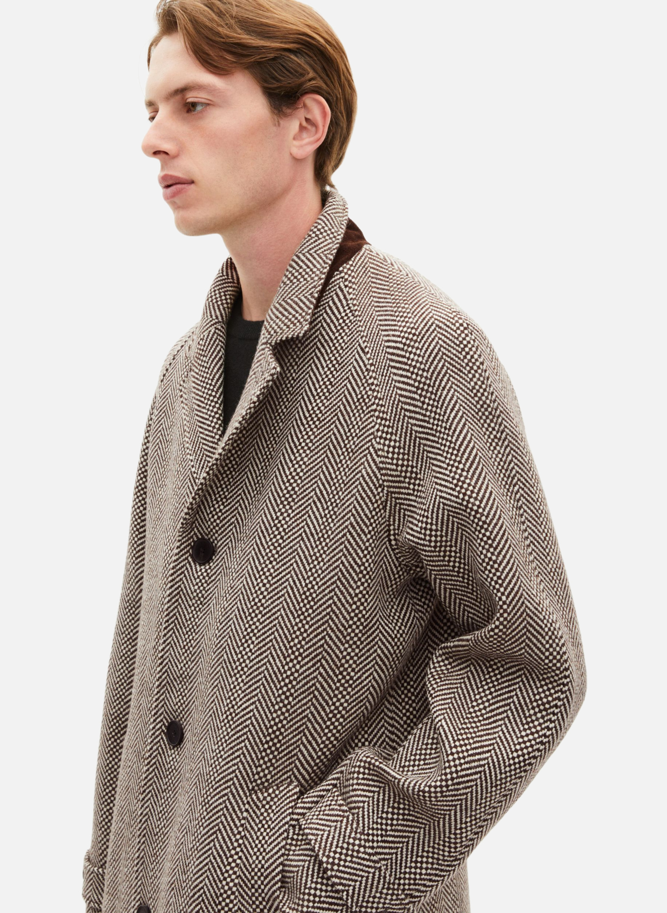 Manteau long à chevrons THE KOOPLES Marron