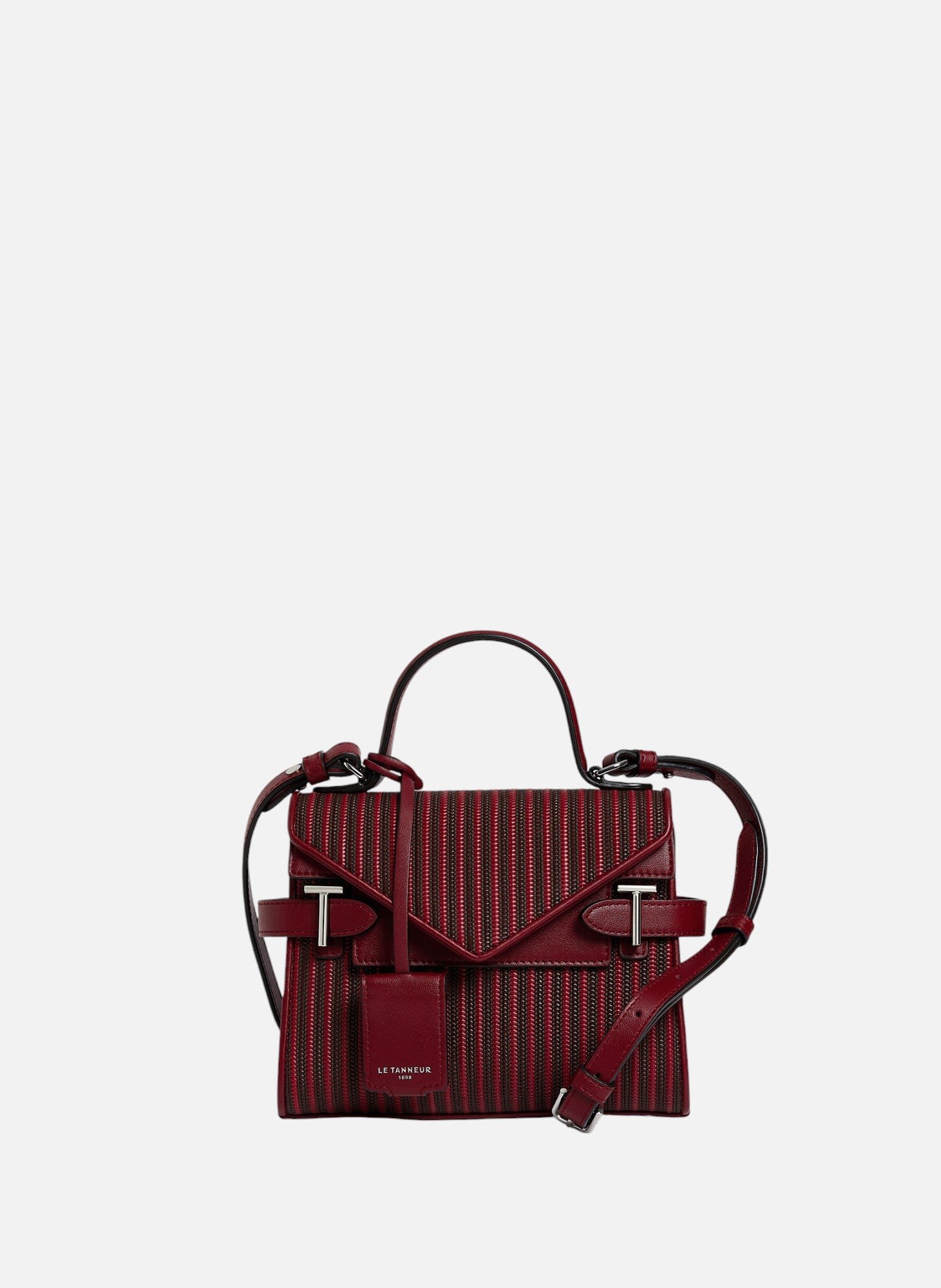Petit sac à main double rabat emilie en cuir tressé LE TANNEUR Rouge