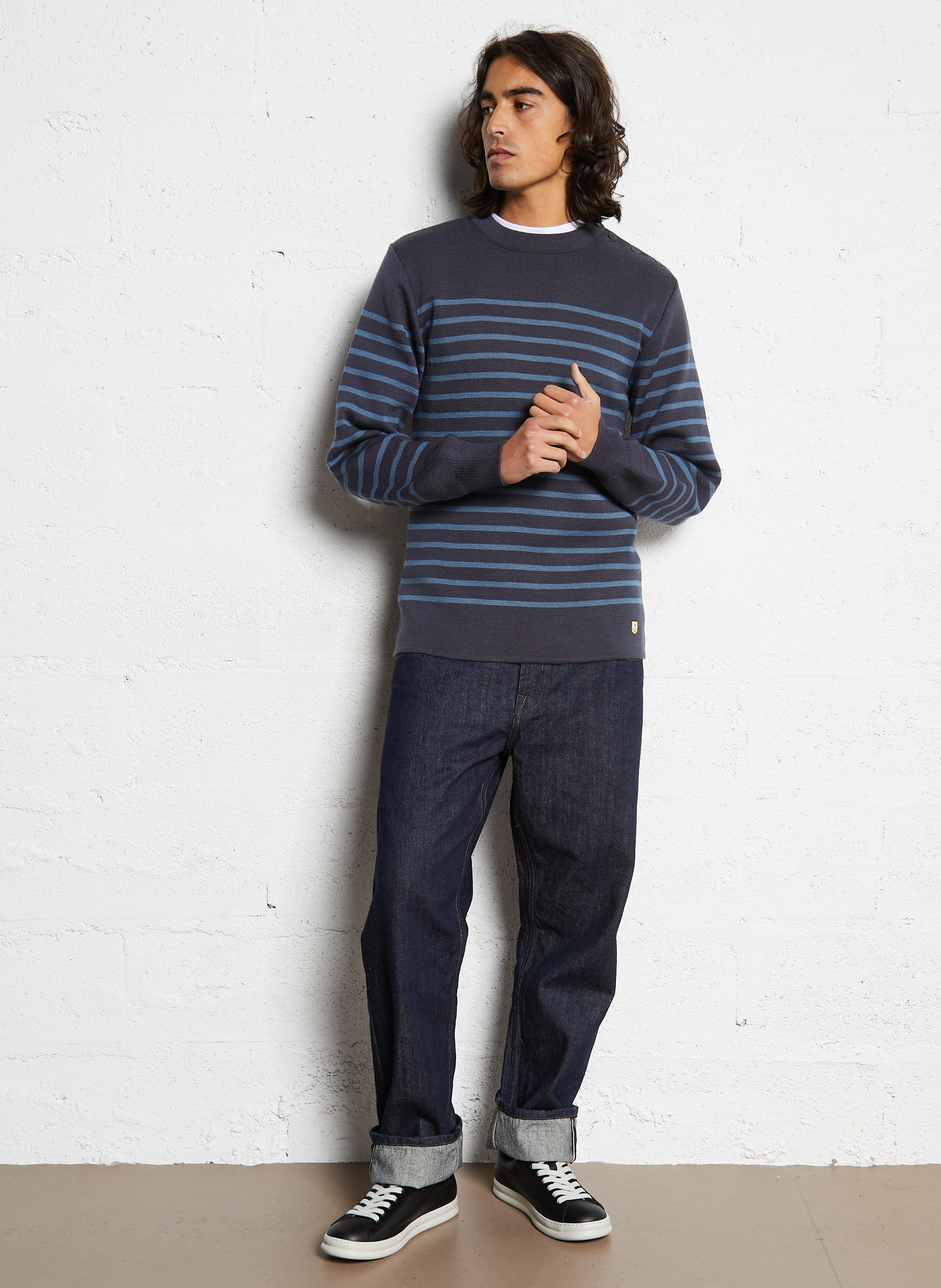 Pull col rond regular-fit en laine ARMOR-LUX Bleu