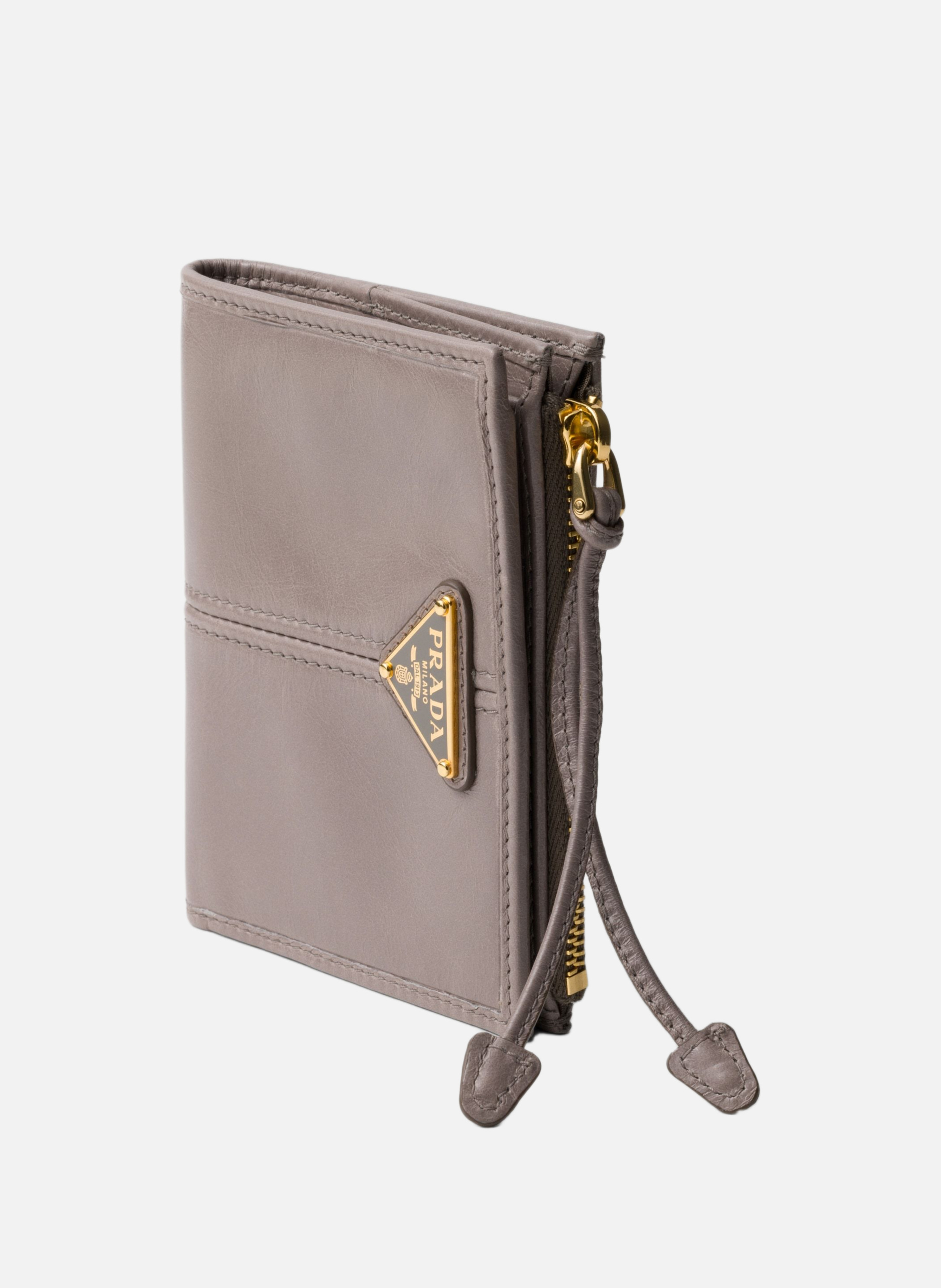 Petit portefeuille en cuir PRADA Gris