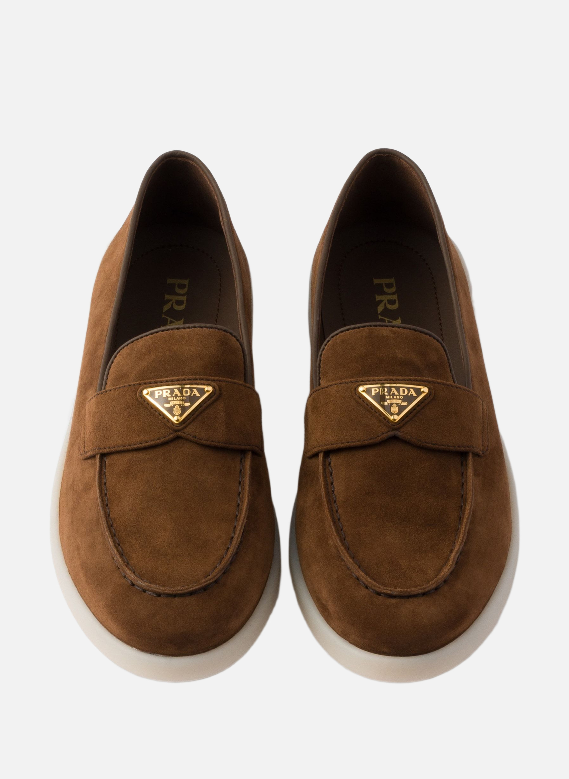 Mocassins en cuir suédé PRADA Marron