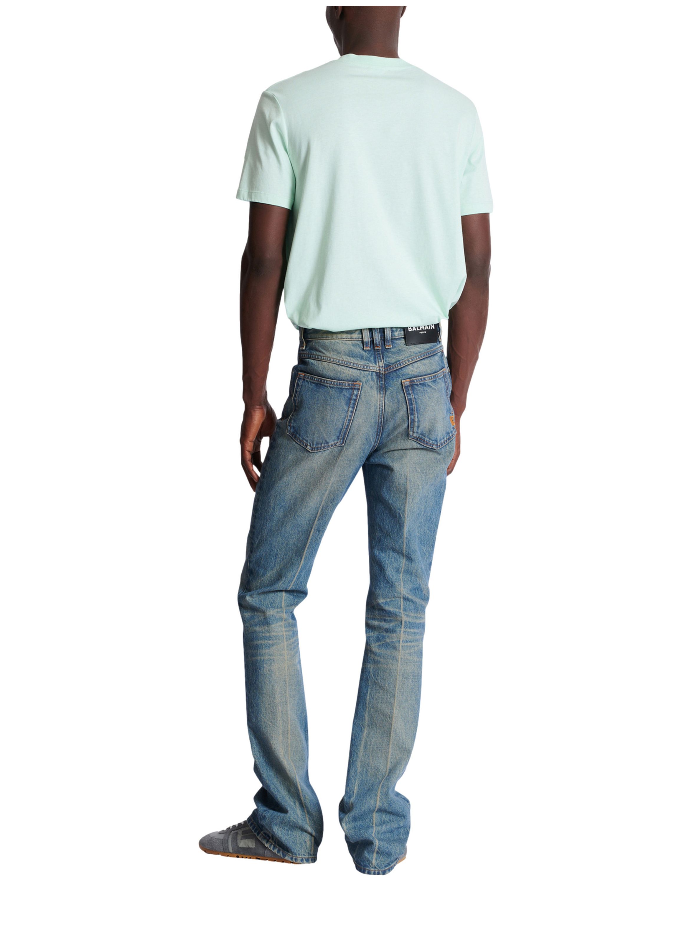 Pantalon droit jambe ajustée en denim vintage BALMAIN Bleu