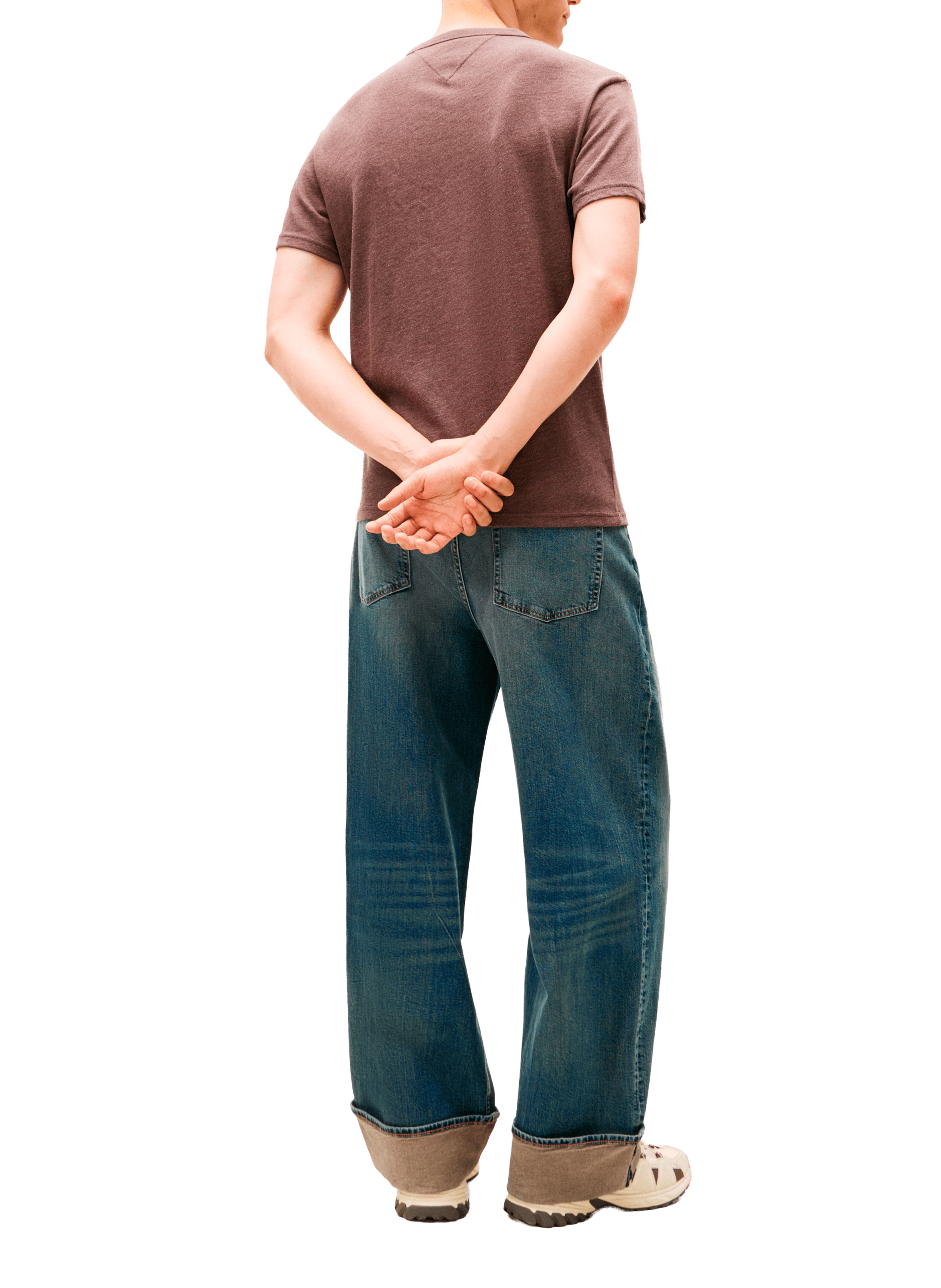 Round neck short sleeve t-shirt with embroidered logo TOMMY HILFIGER Brown