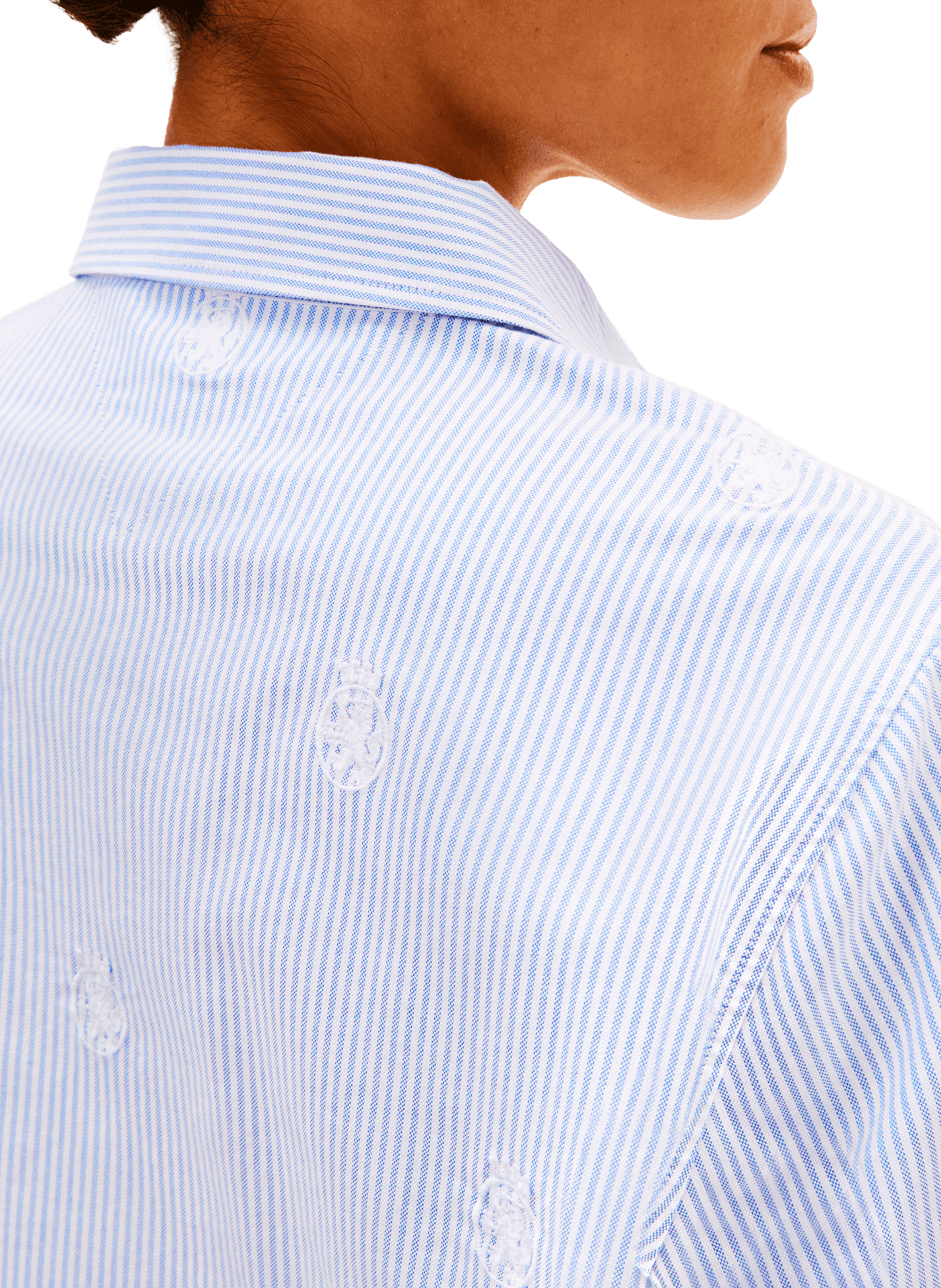 Chemise rayée avec broderie en coton TOMMY HILFIGER Bleu