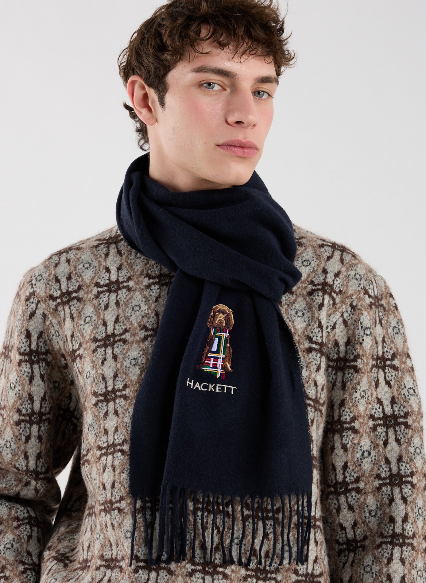 Echarpe brodée  HACKETT Bleu