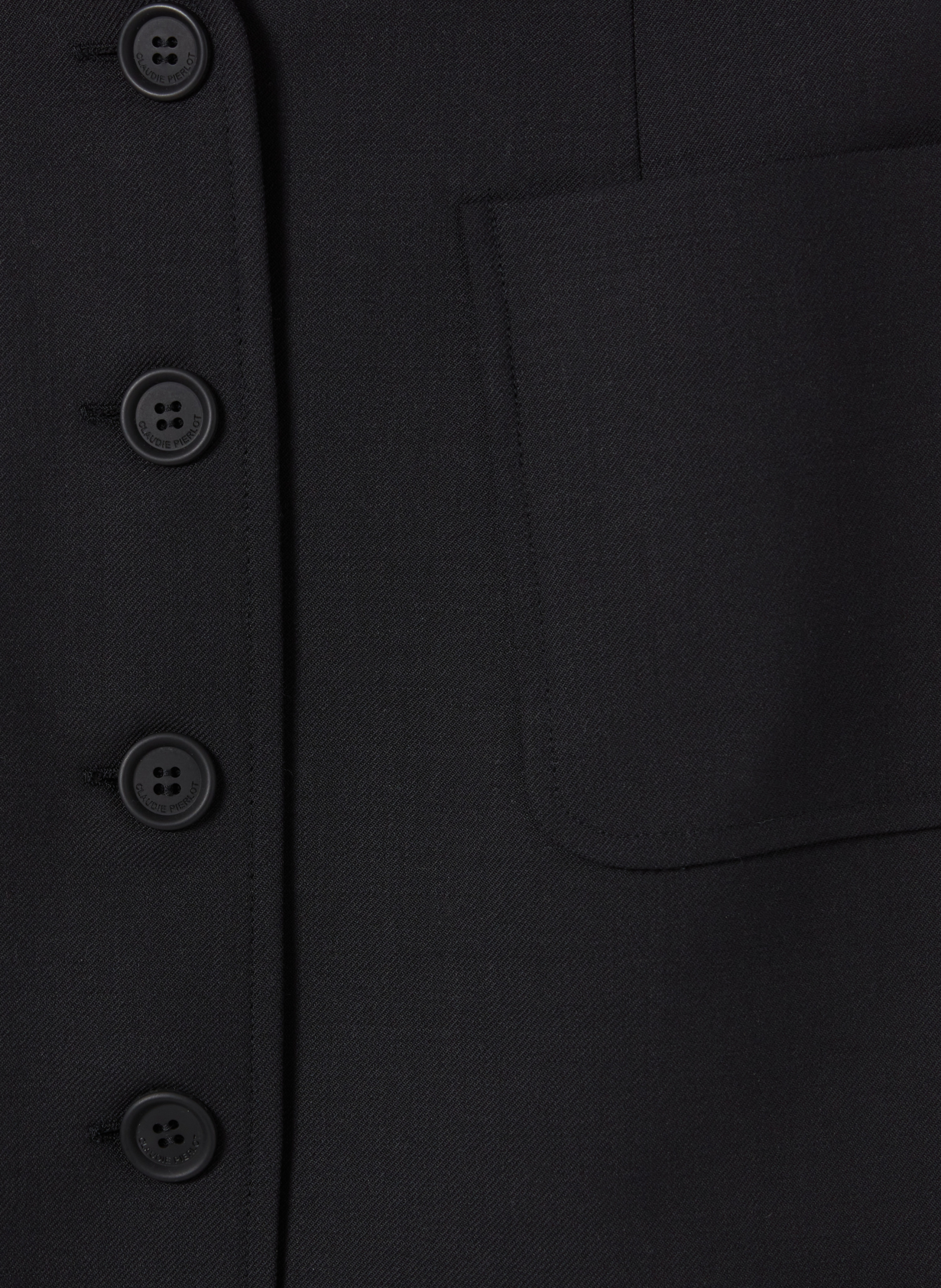 Jupe courte boutonnée en laine mélangée CLAUDIE PIERLOT Noir