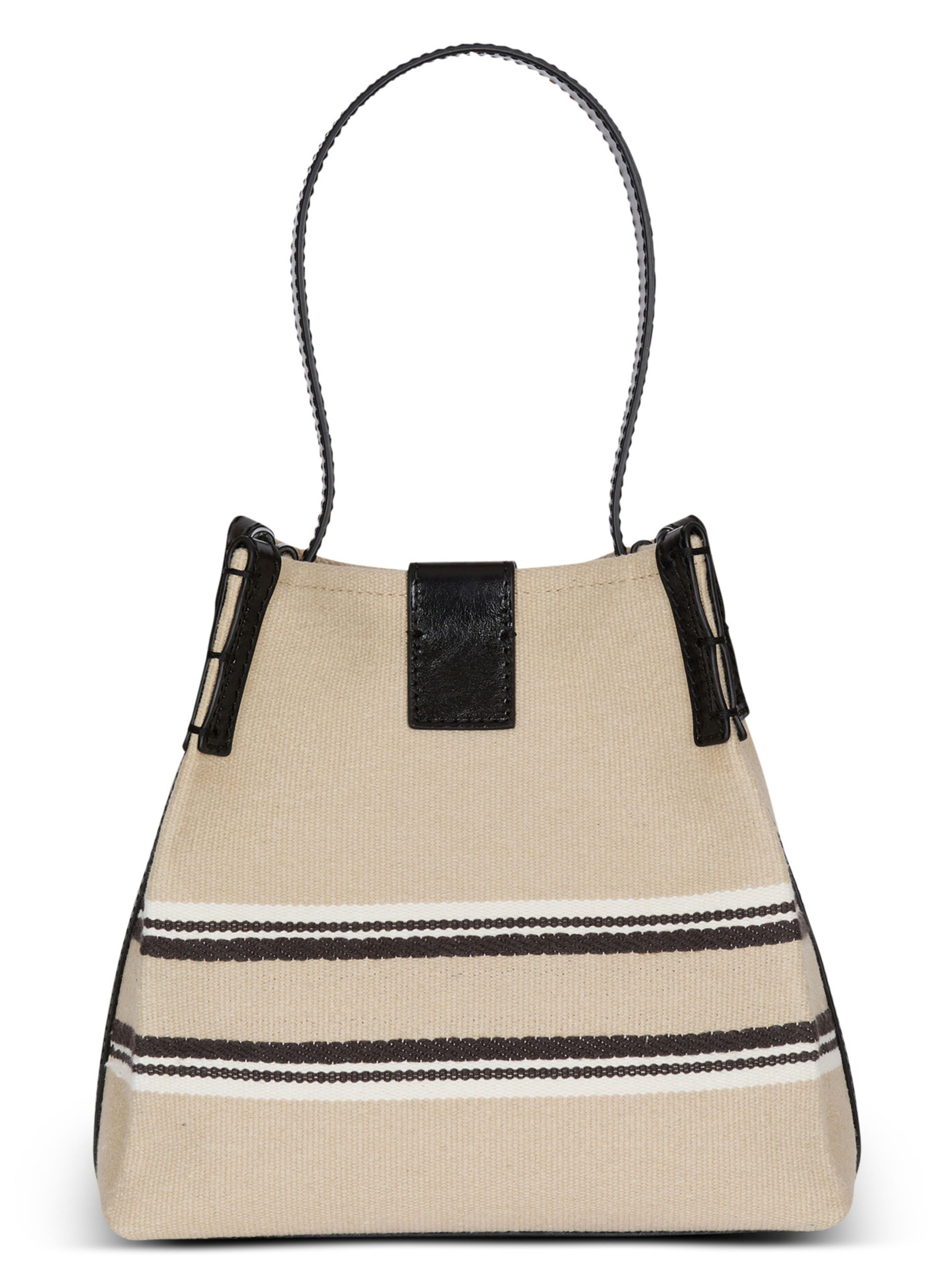 Sac release bucket en toile et cuir de veau BALMAIN Beige