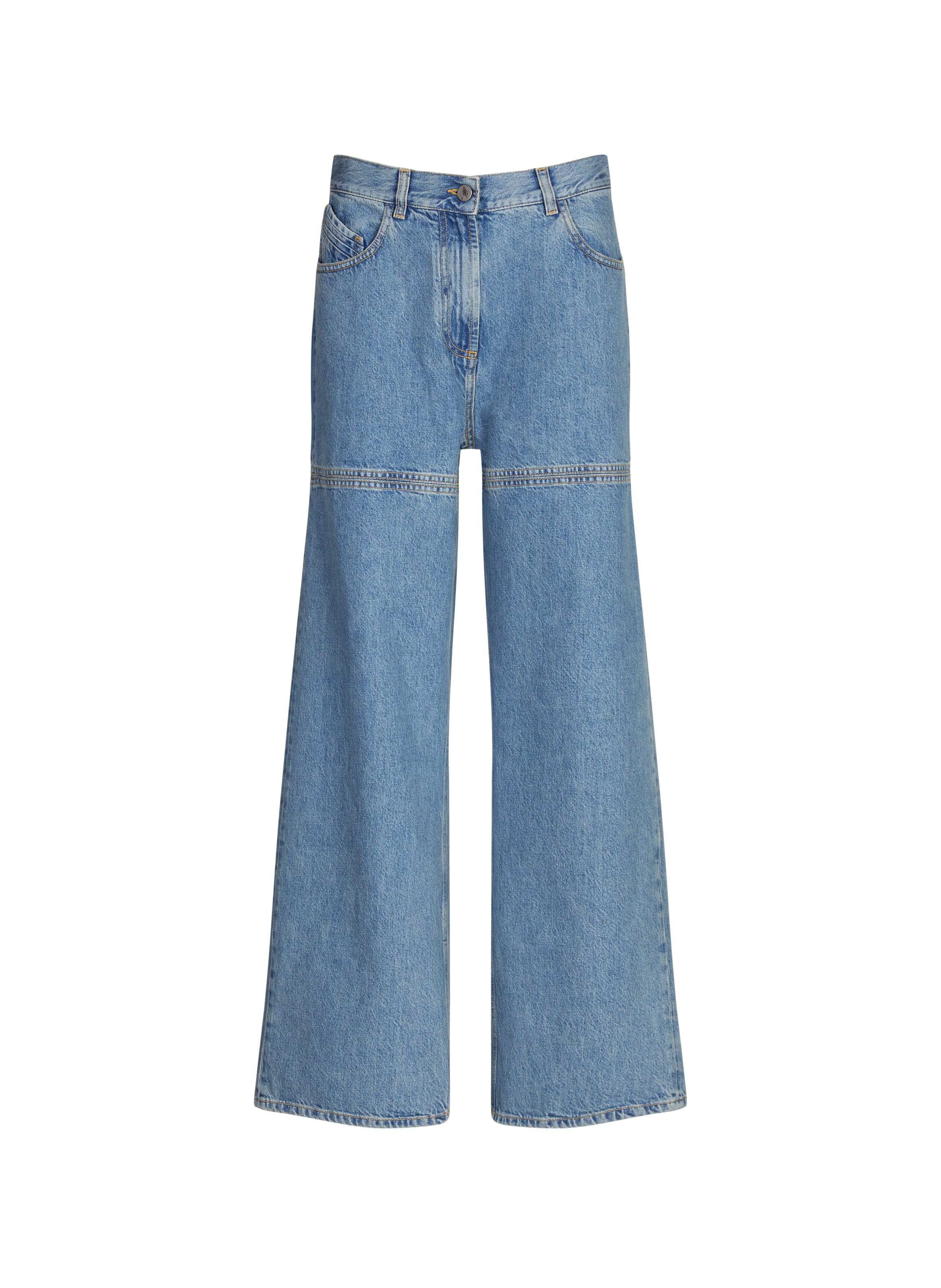 Wide and straight leg jeans with back cutouts in cotton THE ATTICO Blue