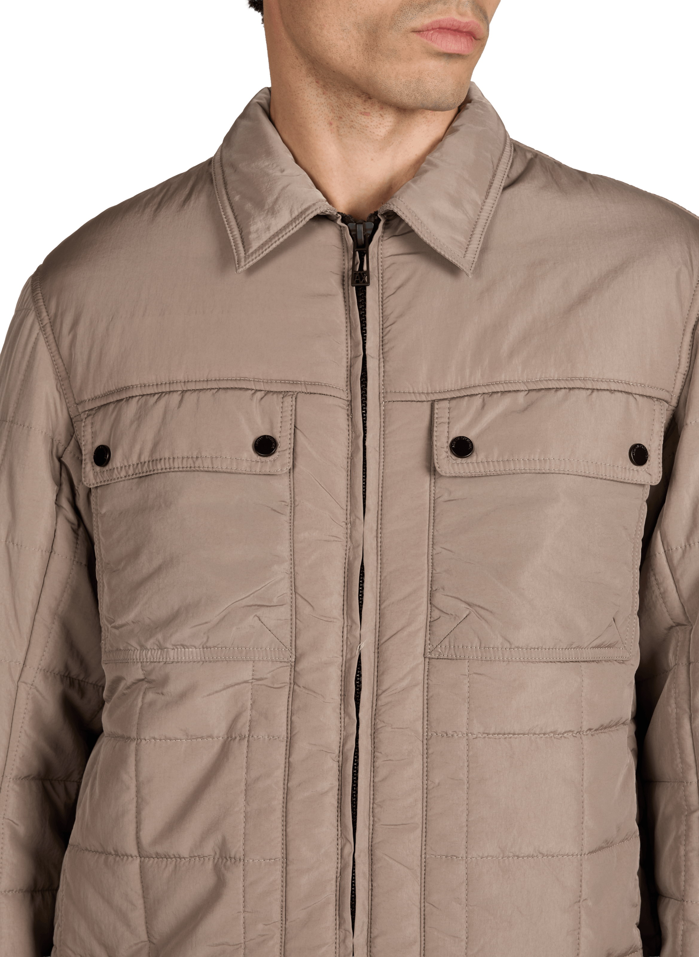 Blouson droit matelassé à col classique ARMANI EXCHANGE Beige