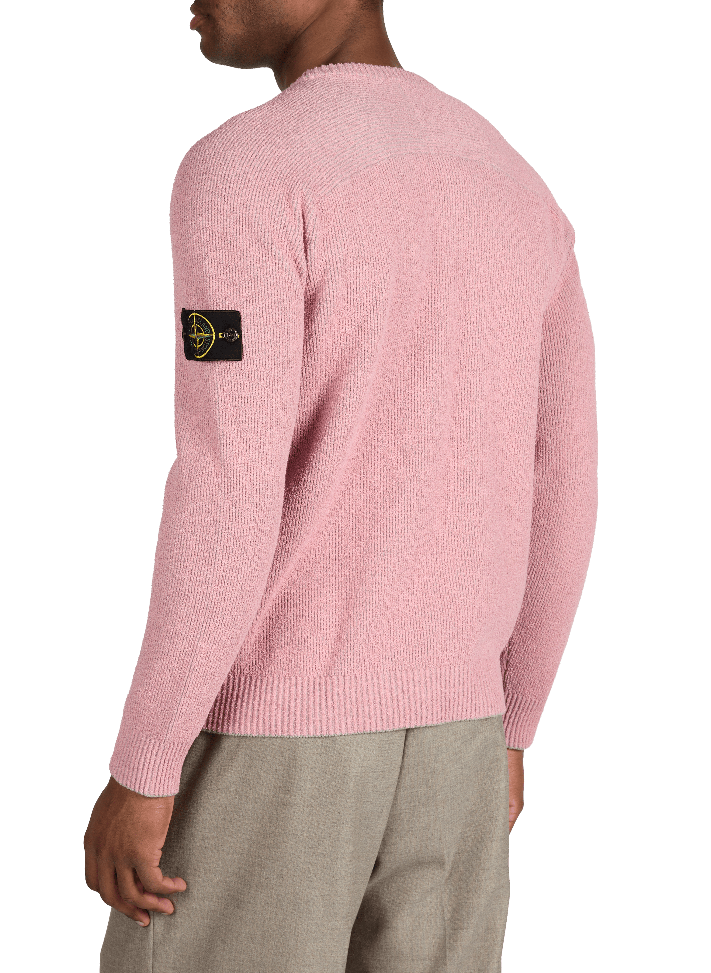 Pull texturé à col rond en coton mélangé STONE ISLAND Rose