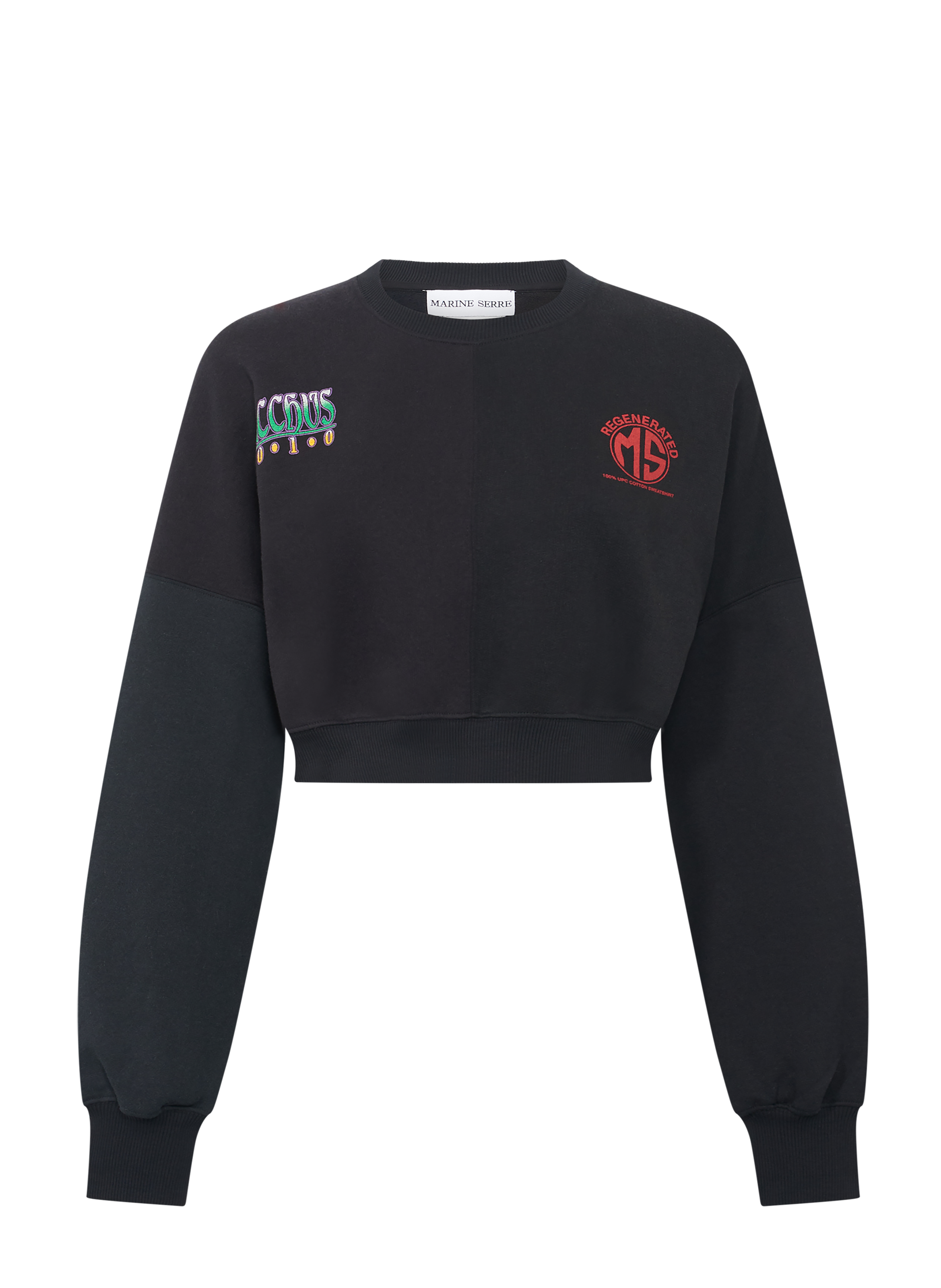 Upcycled graphic sweatshirts cropped sweatshirt MARINE SERRE Black