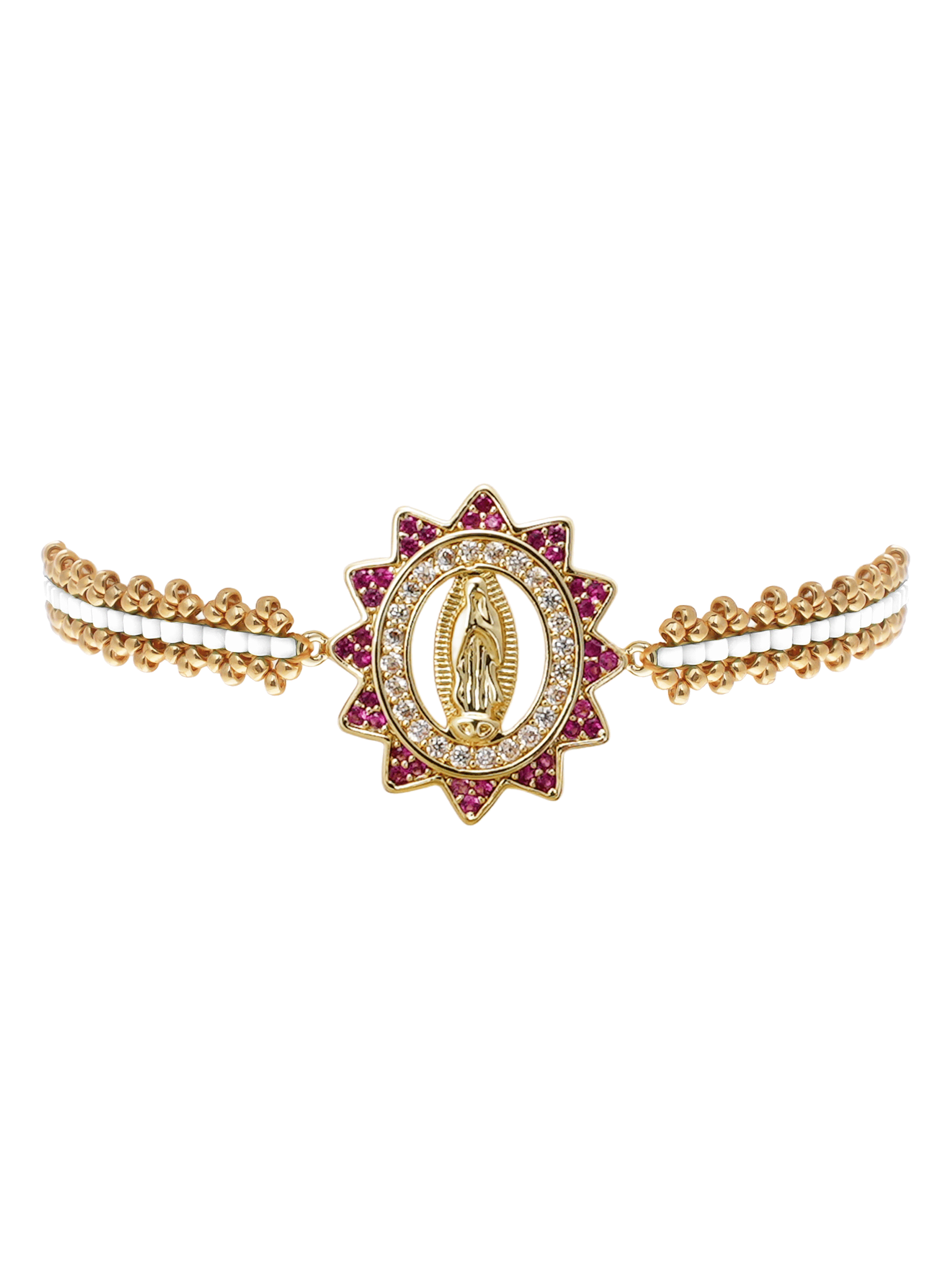 Bracelet perles réglable avec cabochon central jolyne HIPANEMA Blanc