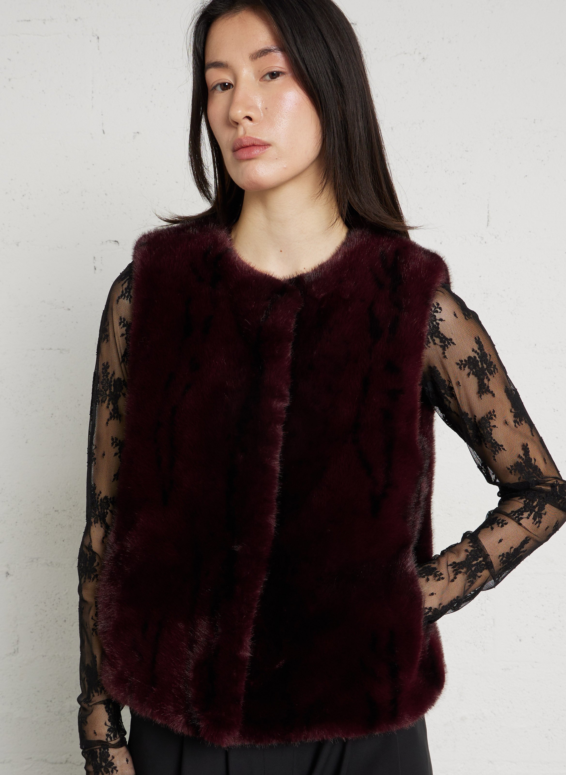 Gilet en fourrure synthétique brooklyn MAISON 123 Rouge