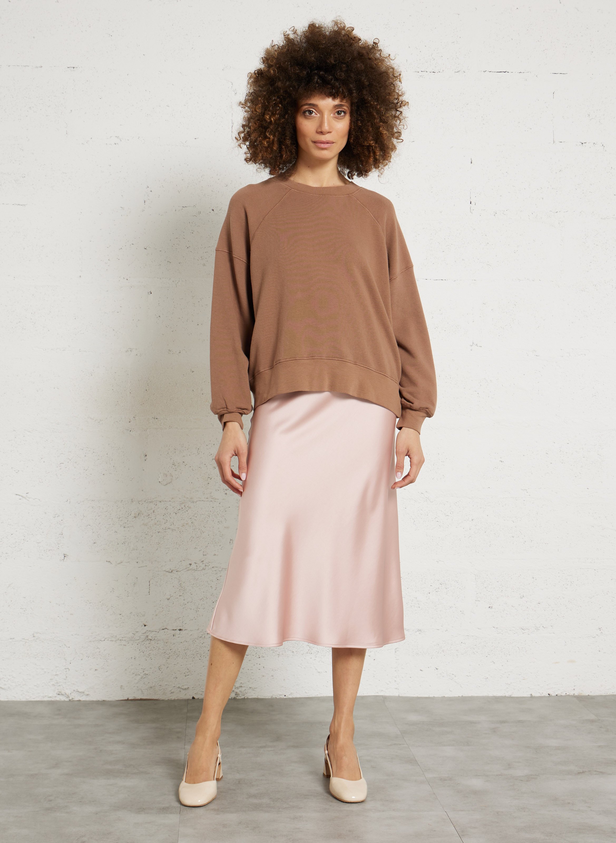 Sweat oversize col rond en coton mélangé atubay AMERICAN VINTAGE Marron