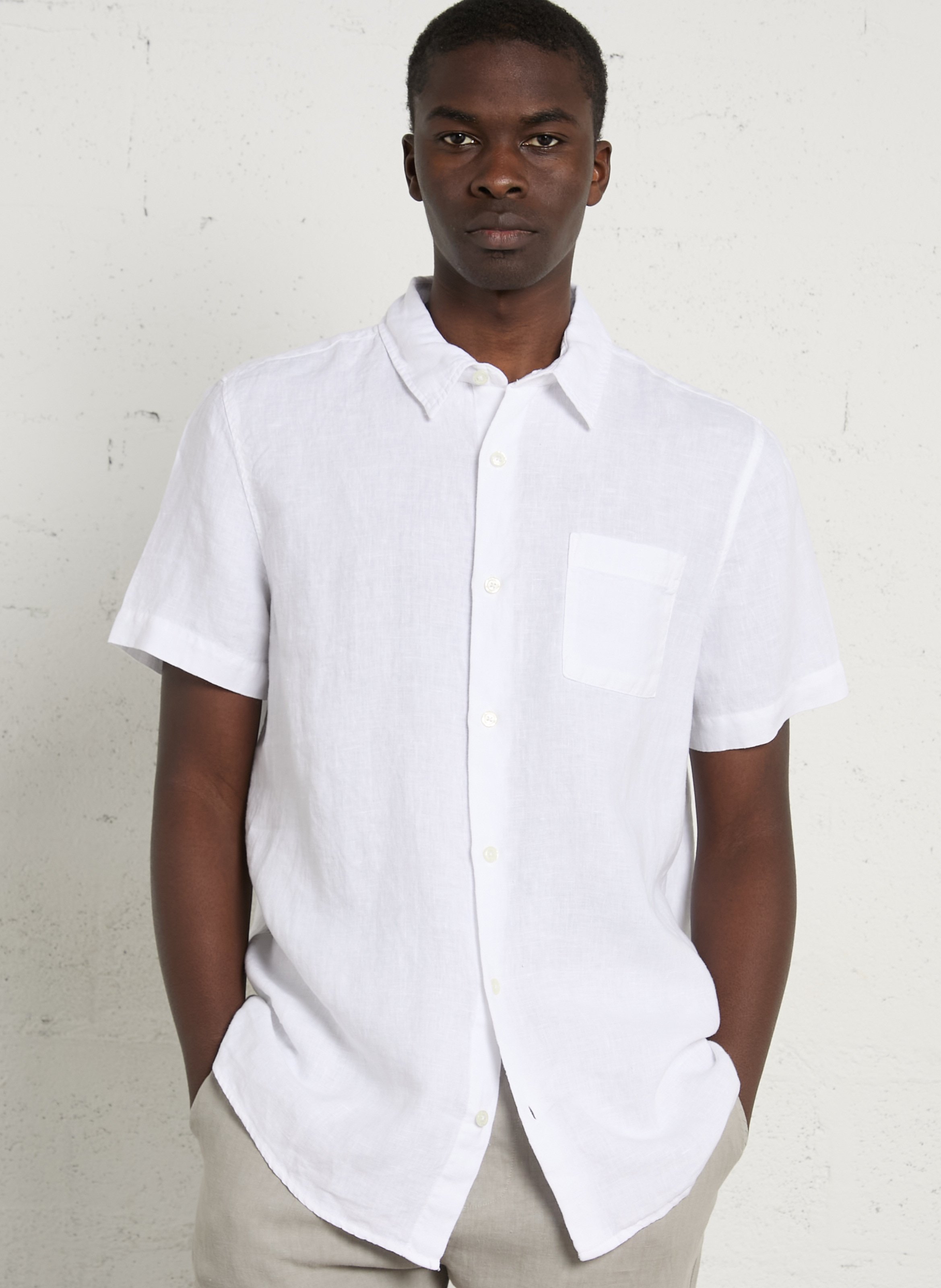 Chemise coupe confort col classique en lin ARMOR-LUX Blanc