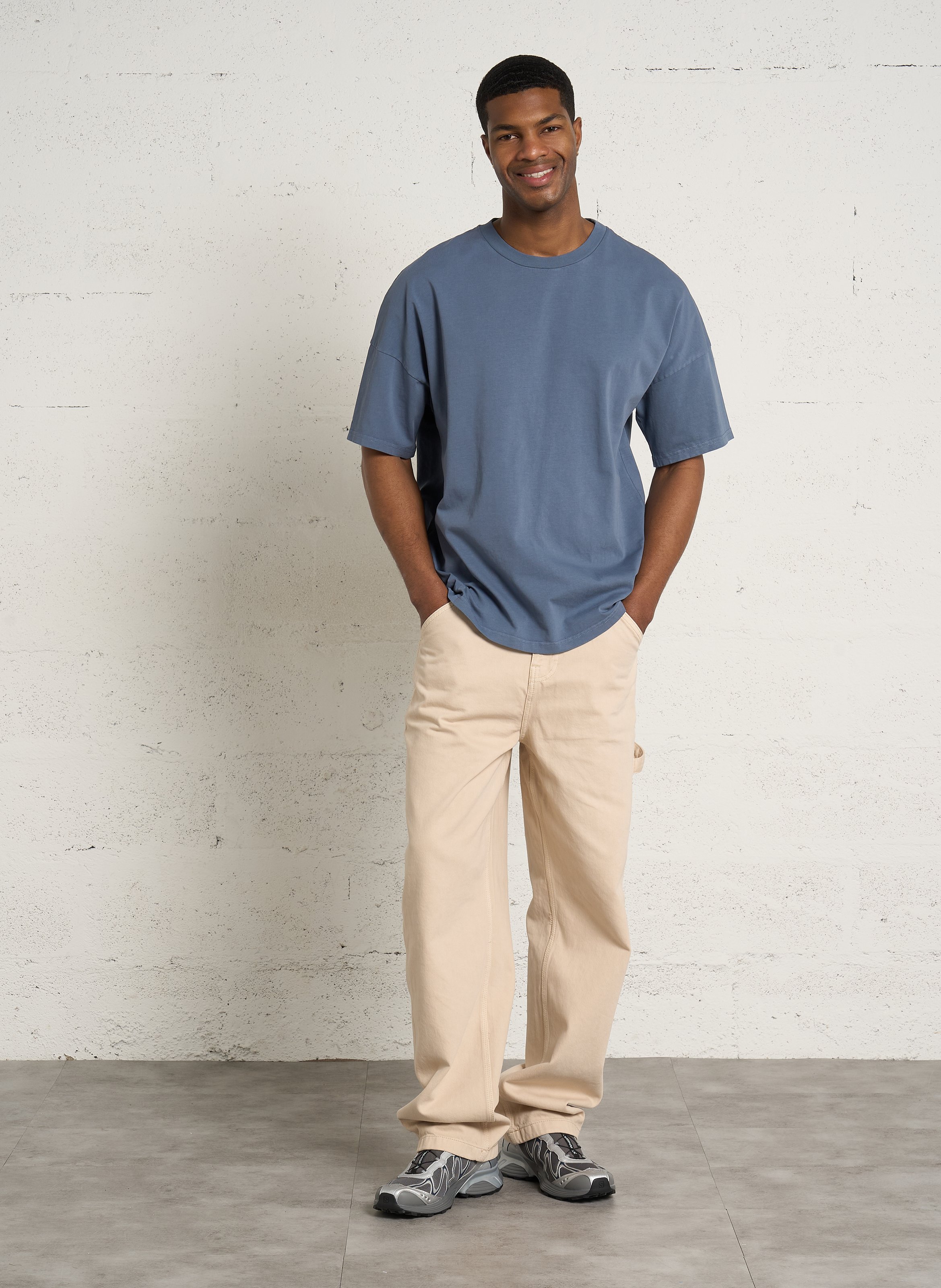 Tee-shirt regular-fit col rond en coton fizvalley AMERICAN VINTAGE Bleu