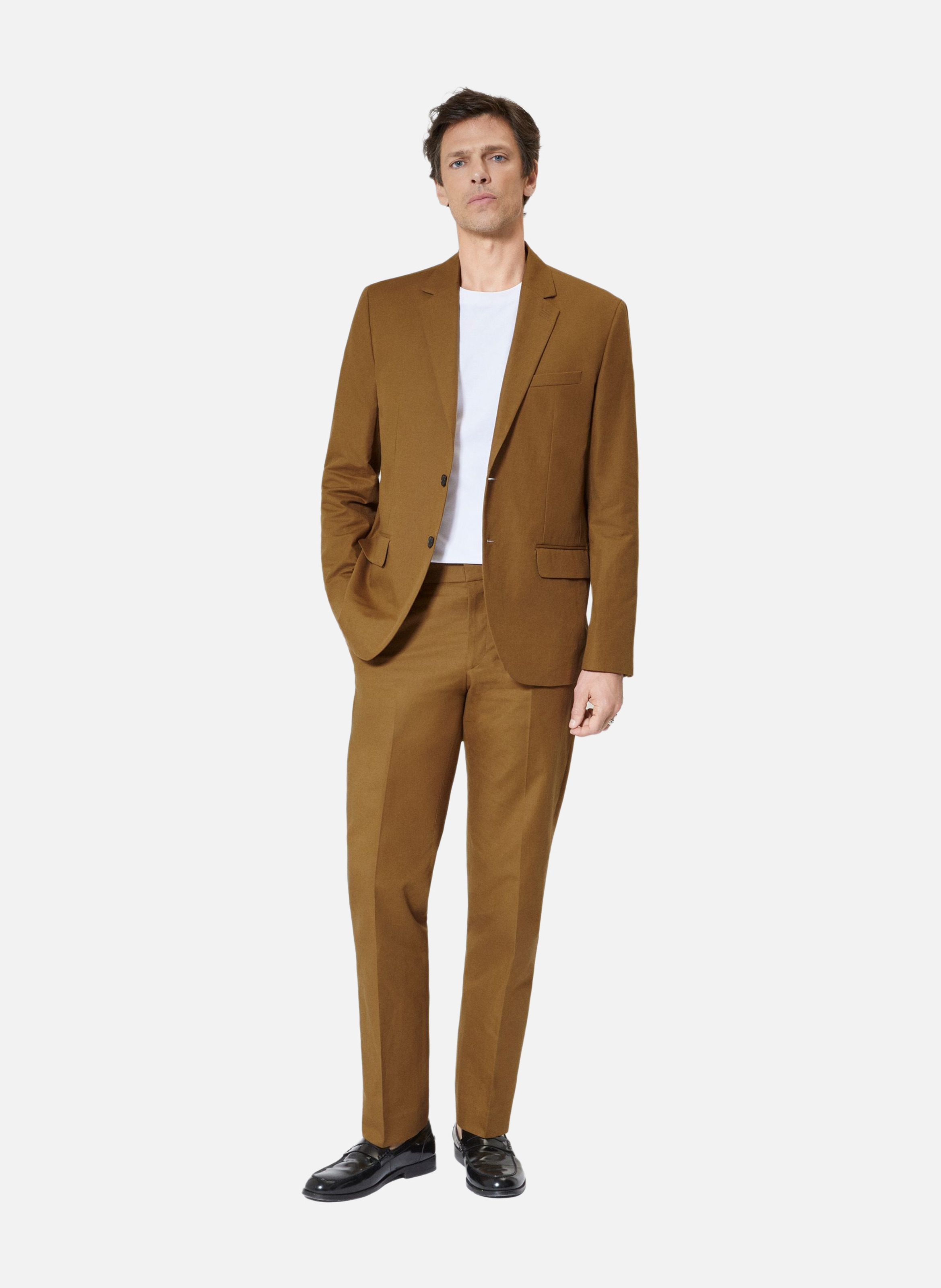 Veste de costume en coton lin THE KOOPLES Marron