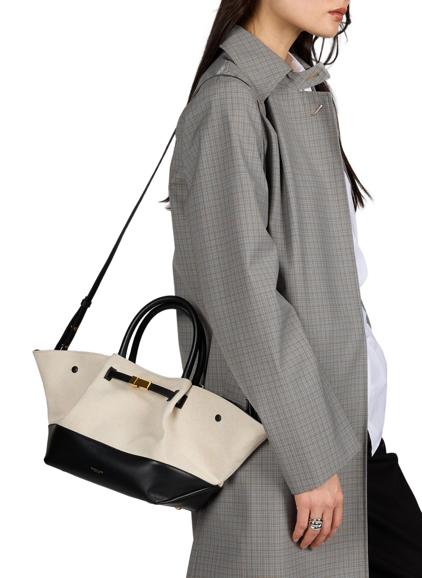 Midi New York Handtasche aus Raffia DEMELLIER LONDON Beige