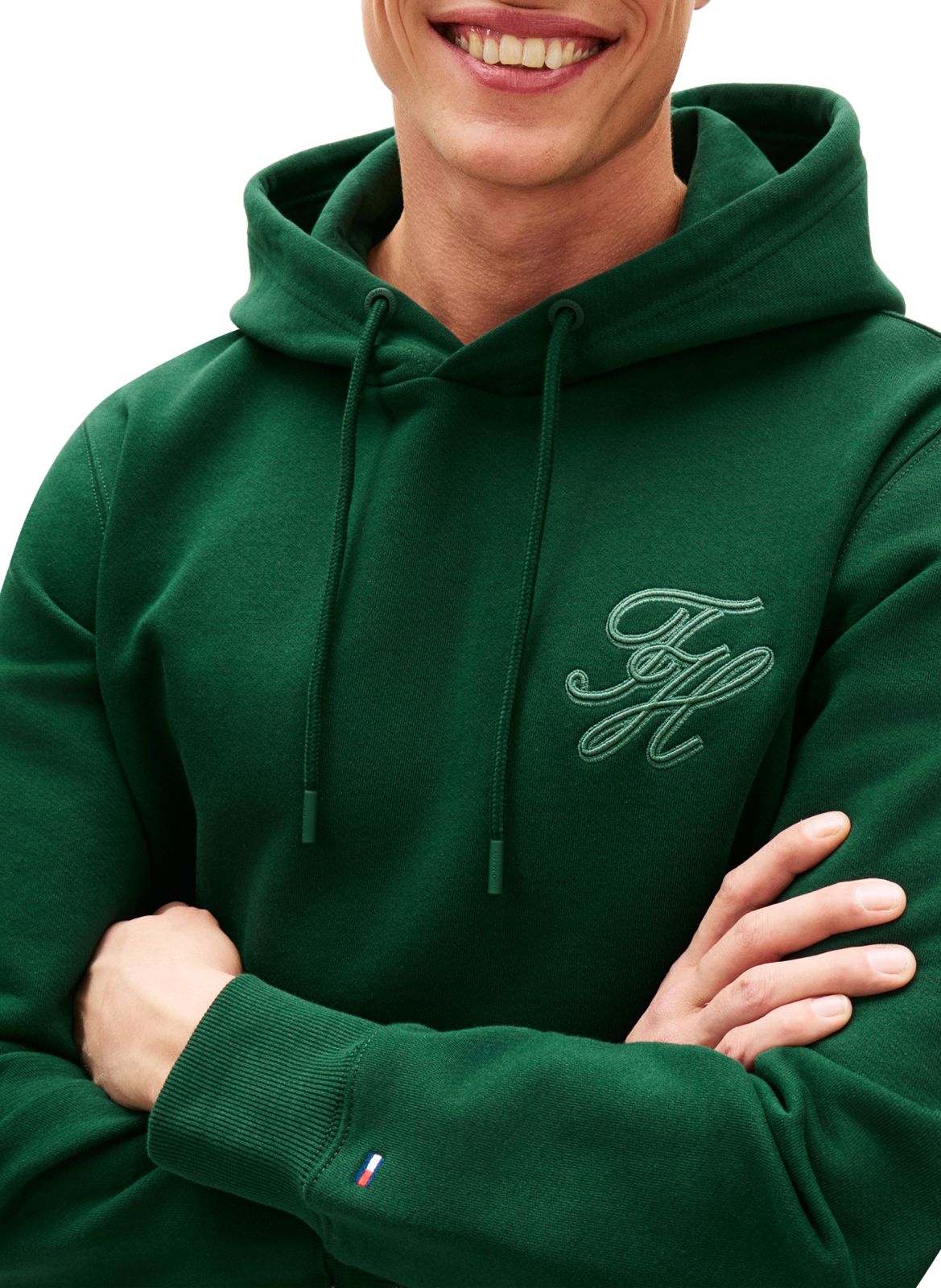 Sweatshirt mit besticktem Logo aus Baumwolle TOMMY HILFIGER Grun