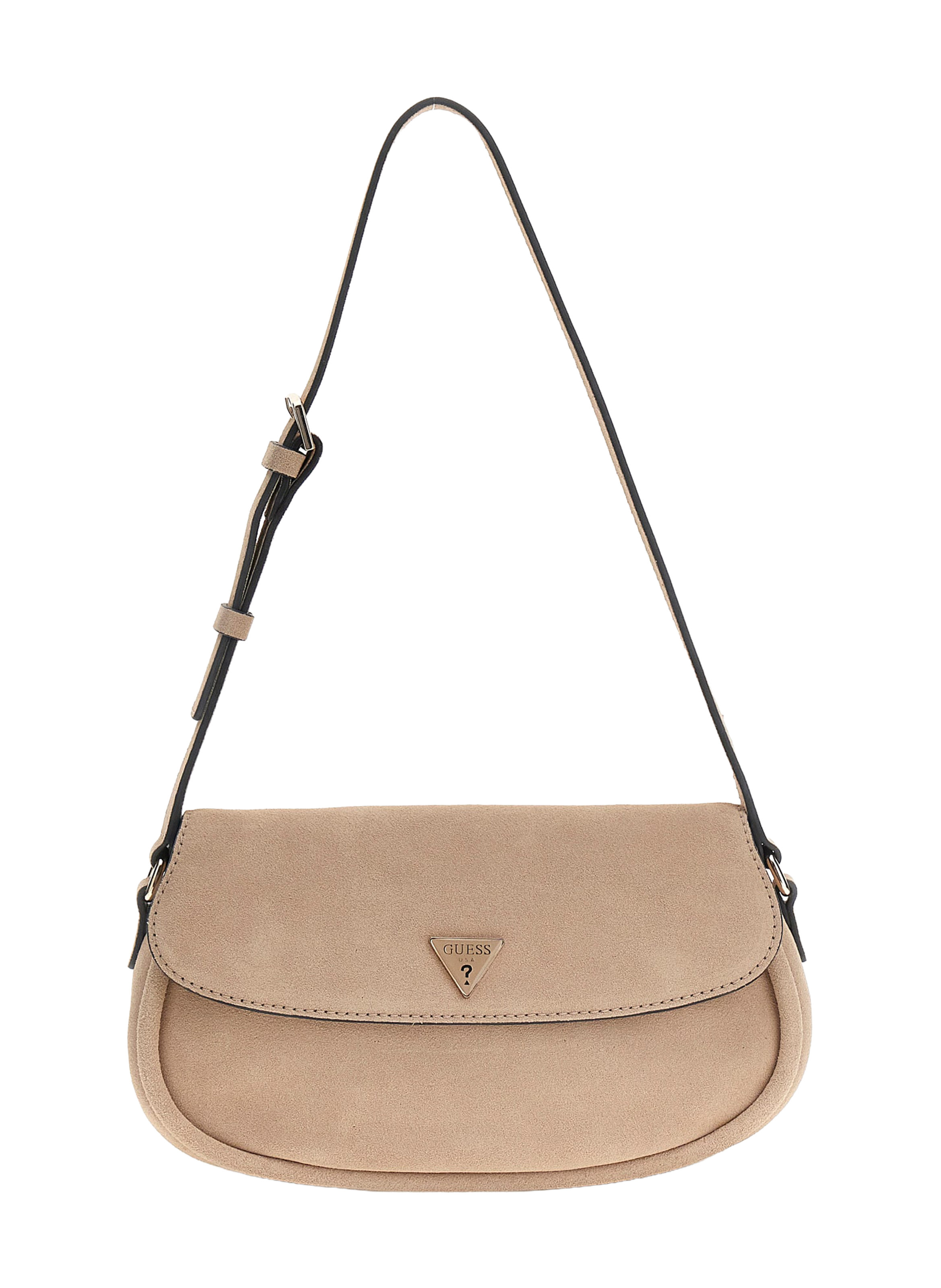 Suede leather shoulder bag GUESS Beige