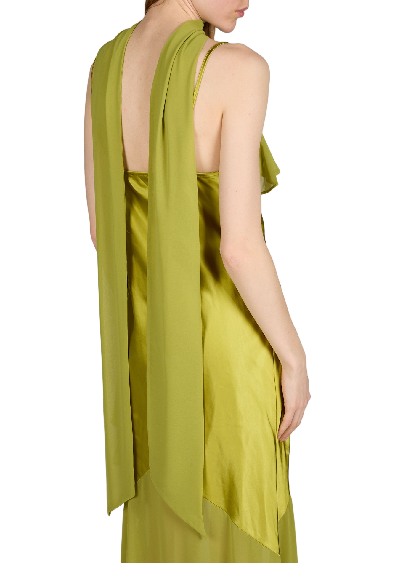 Robe sans manches évasée et satinée TOPSHOP Vert