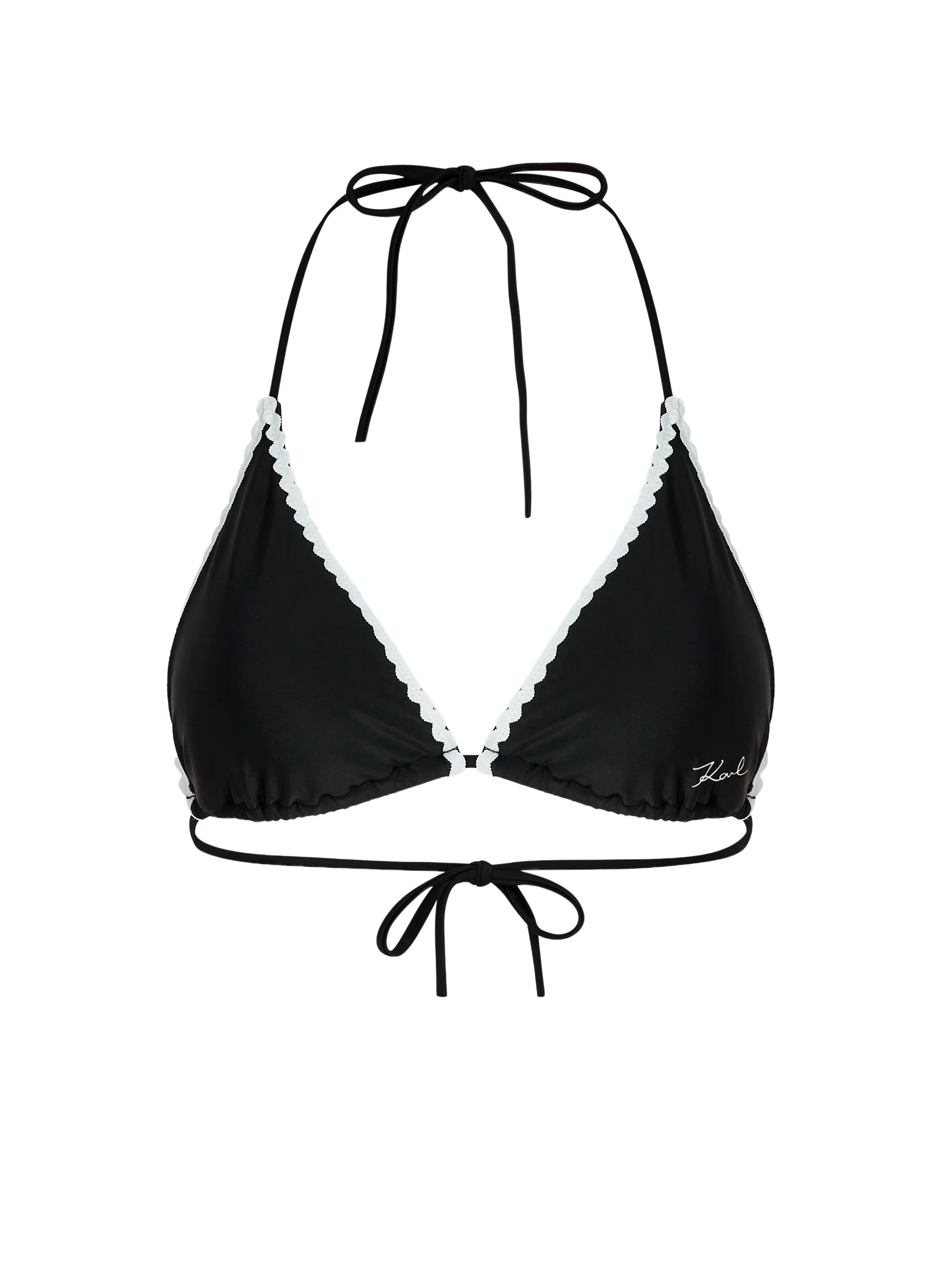 Haut de maillot de bain triangle à bords festonnés KARL LAGERFELD Noir