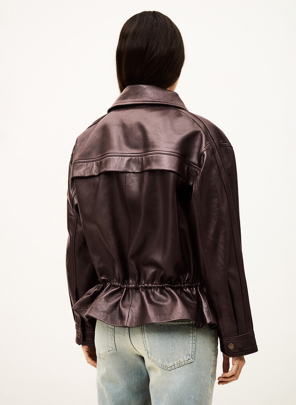 Veste en cuir cintrée à col montant kassia BA&SH Rouge