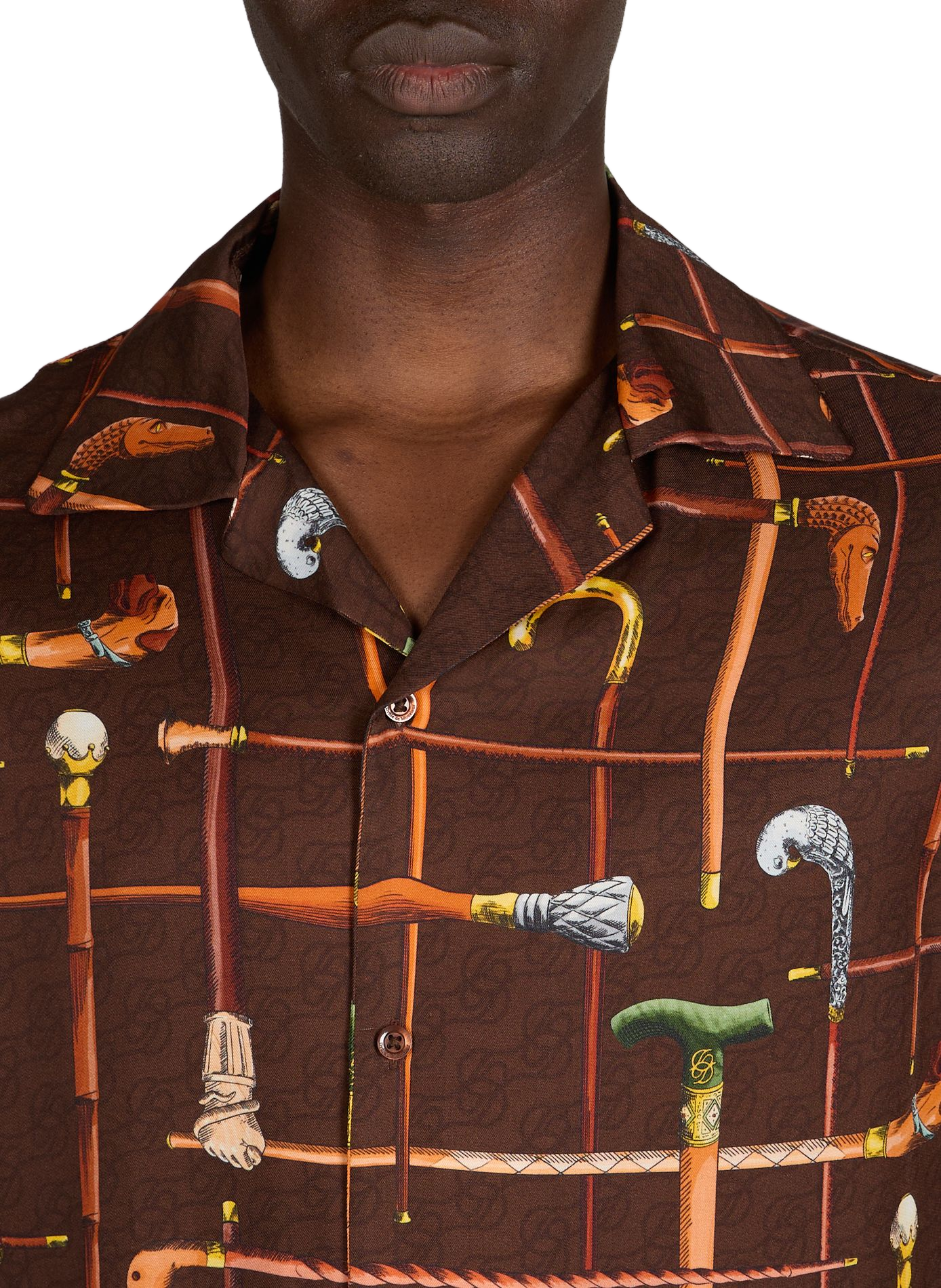 Camicia stampata Cannes a maniche corte DROLE DE MONSIEUR Marrone