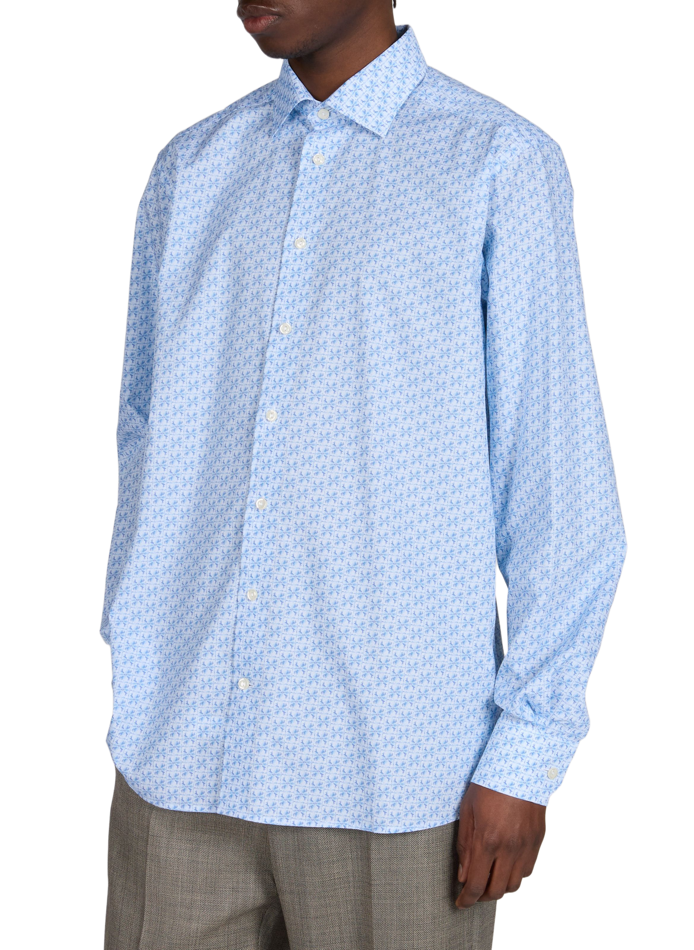 Printed straight cotton shirt ETON Blue