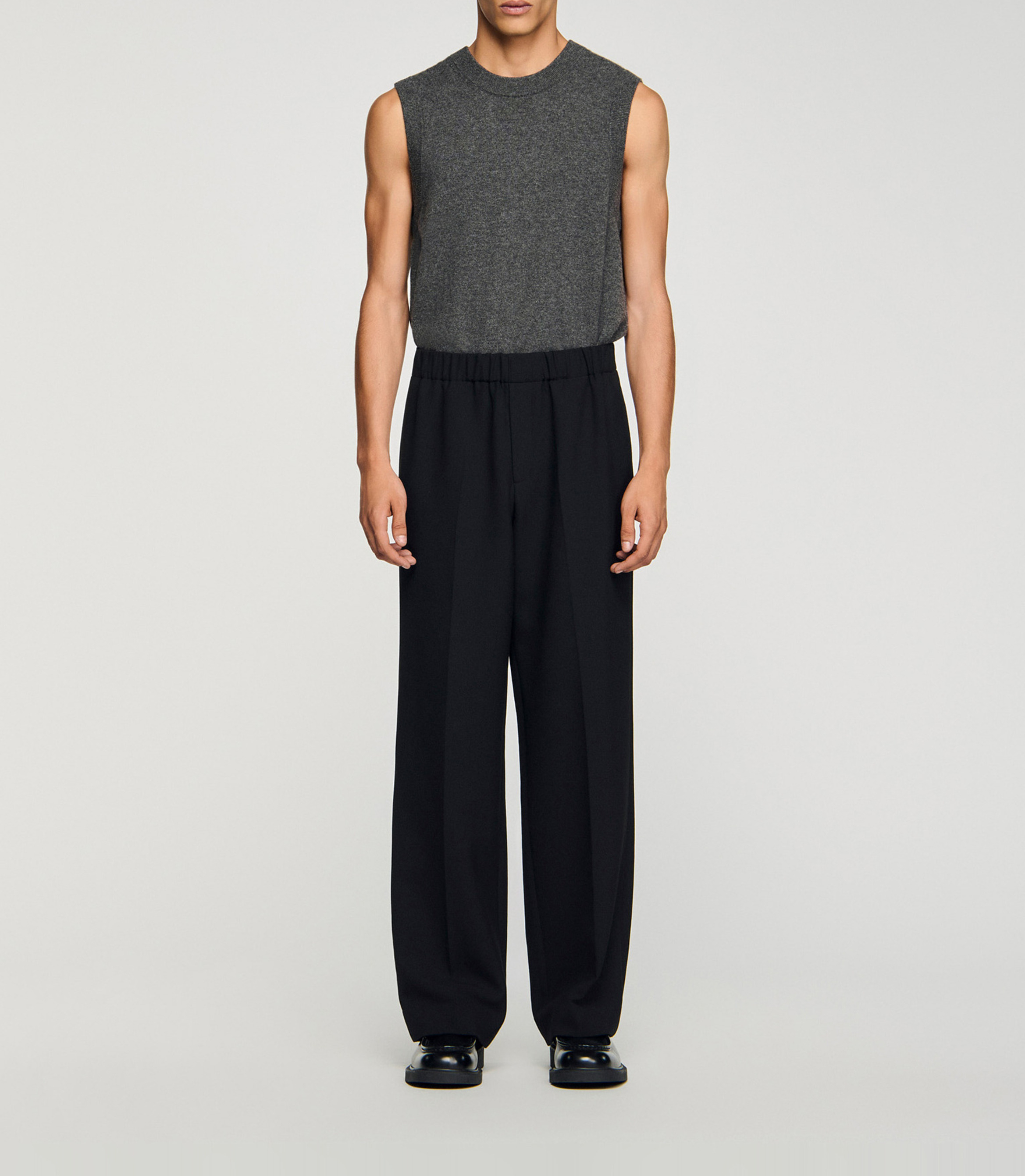 Pantalon large en jersey SANDRO Noir