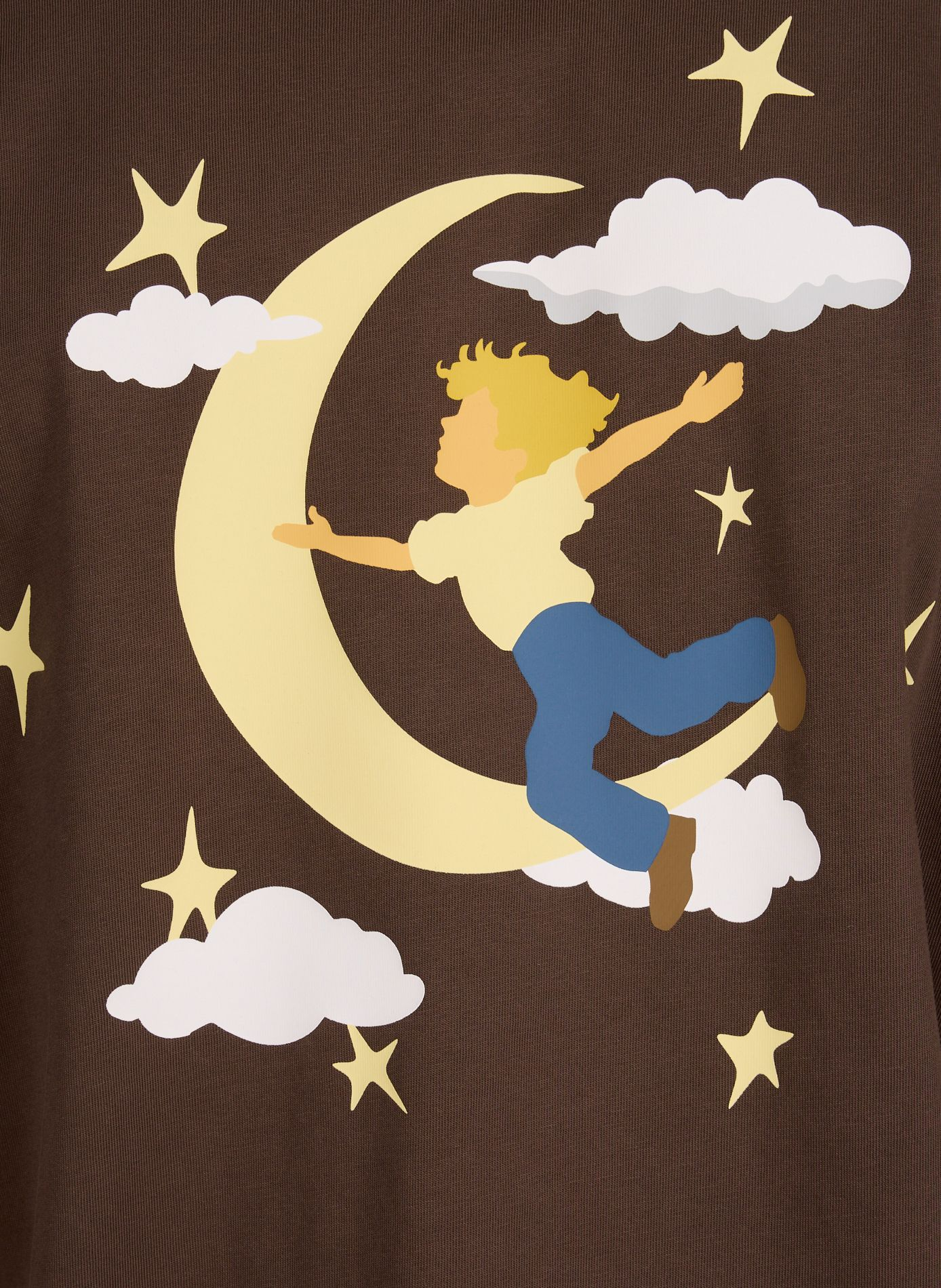 T-shirt imprimé à col rond en coton KIDSUPER Marron
