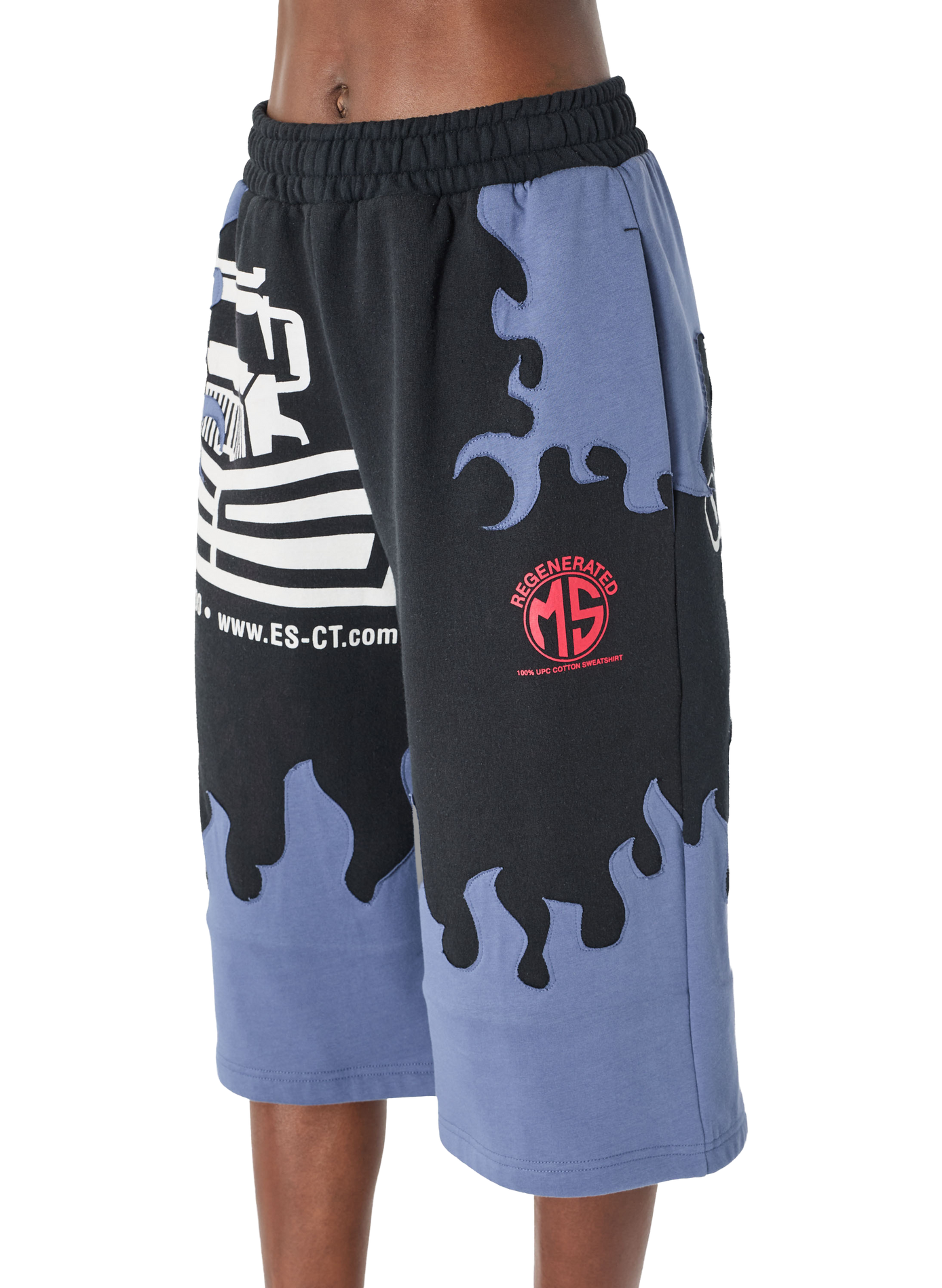Bermuda upcyclé en jersey à patchs fleurs unisexe MARINE SERRE Blauw