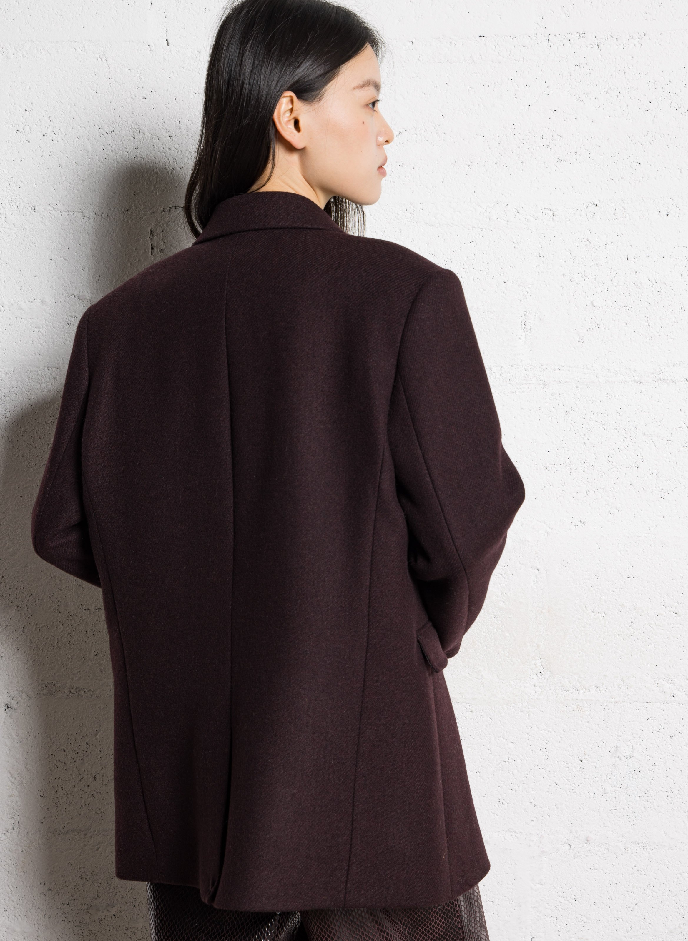 Manteau oversize col tailleur en laine mélangée IKKS Violet