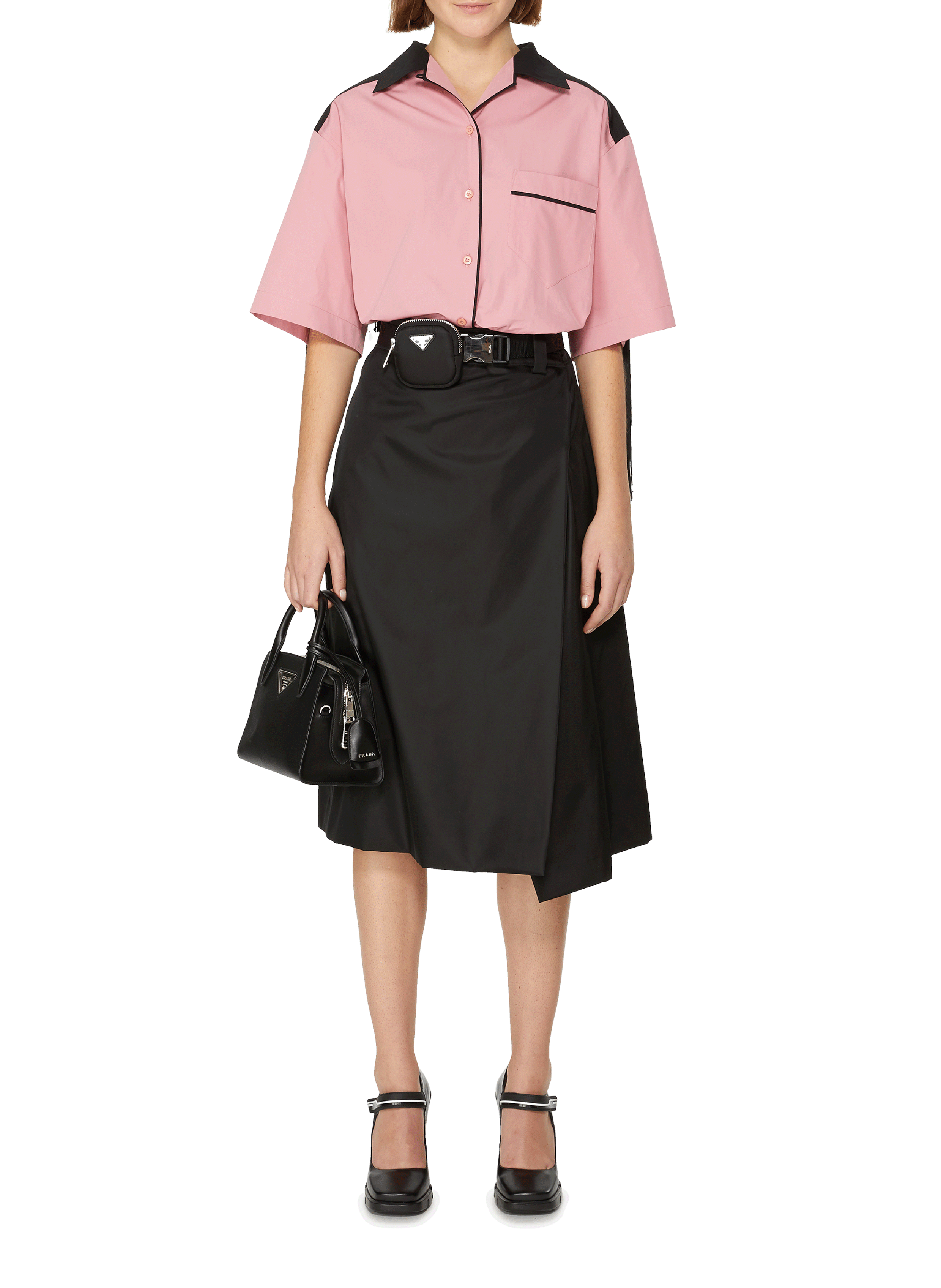 Geruwde katoenen blouse PRADA Roze