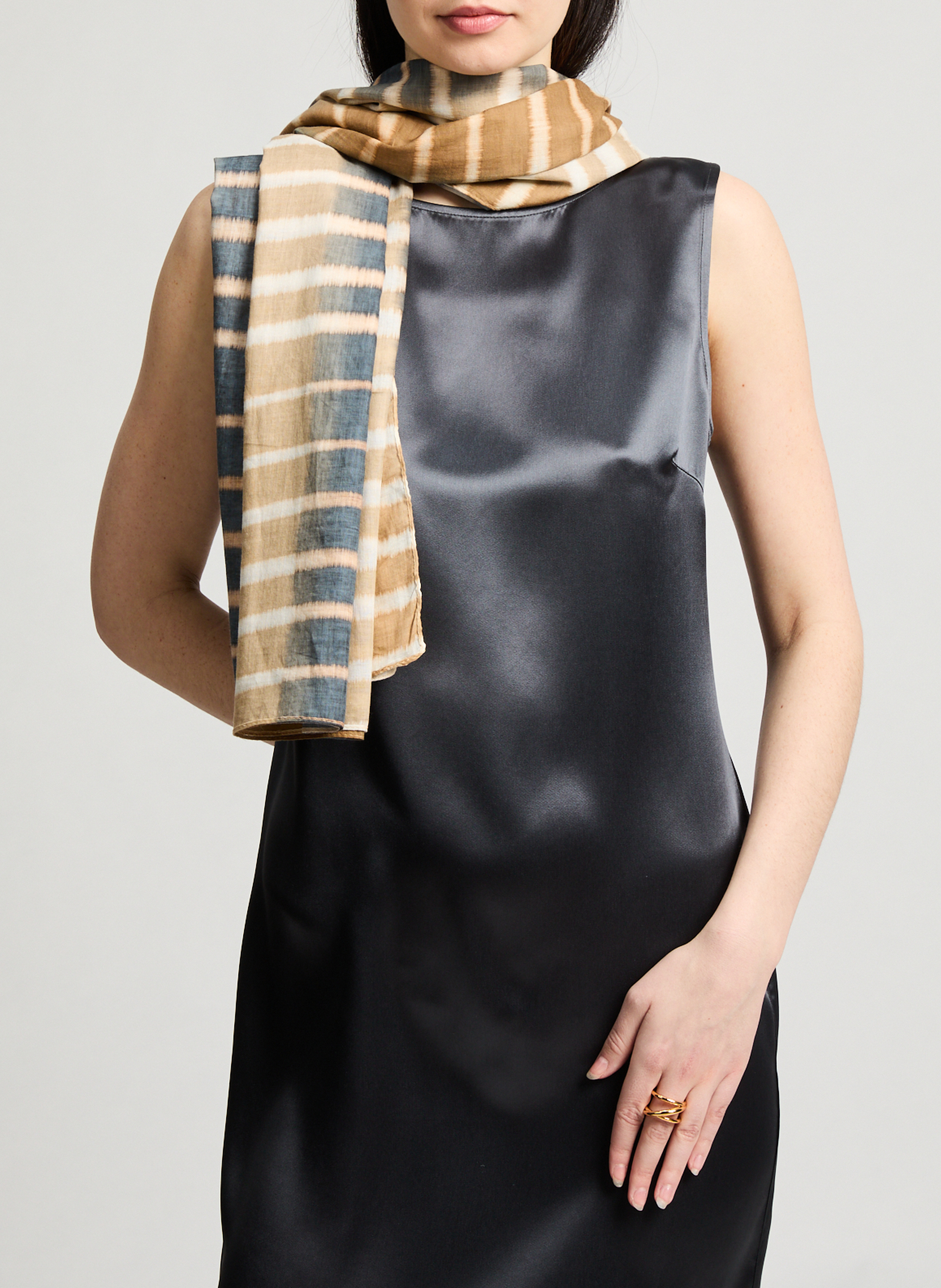 Printed cotton scarf AU PRINTEMPS PARIS Grey