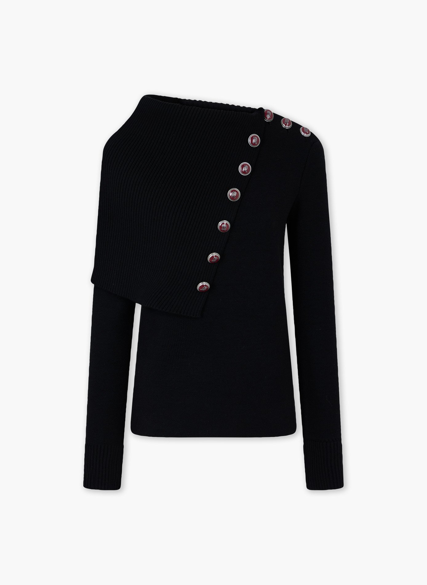 Pull en laine à manches longues avec boutons bijoux RABANNE Noir