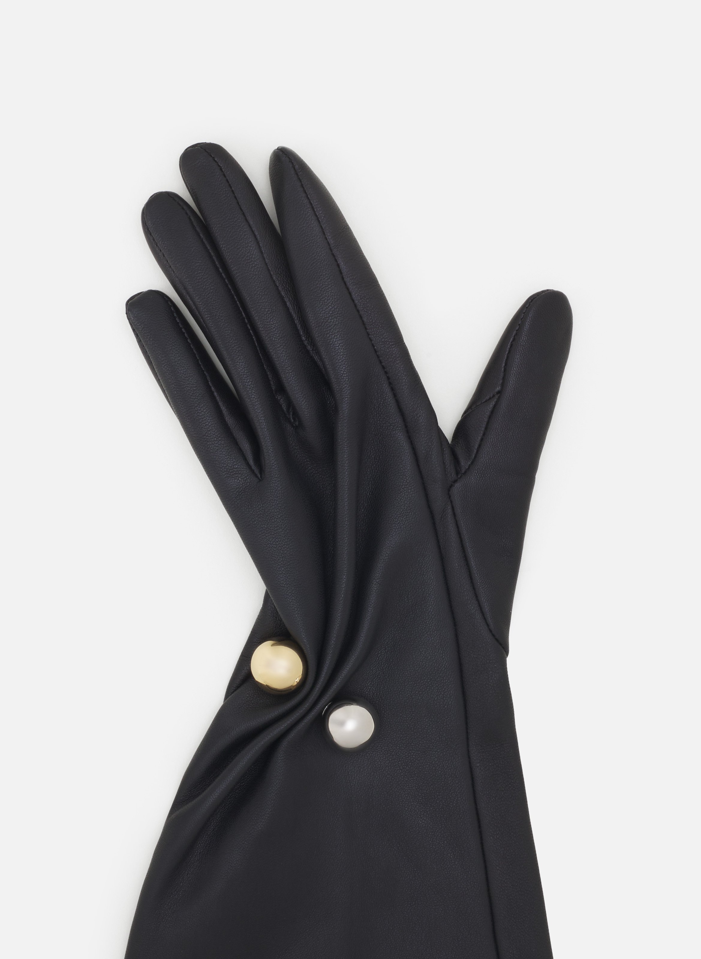 Gants ondine en cuir LANVIN Noir