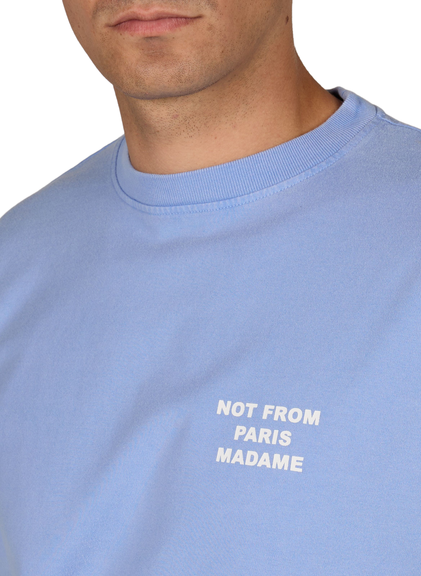 Long-sleeved T-shirt with slogan print on the back in cotton. DROLE DE MONSIEUR Blue