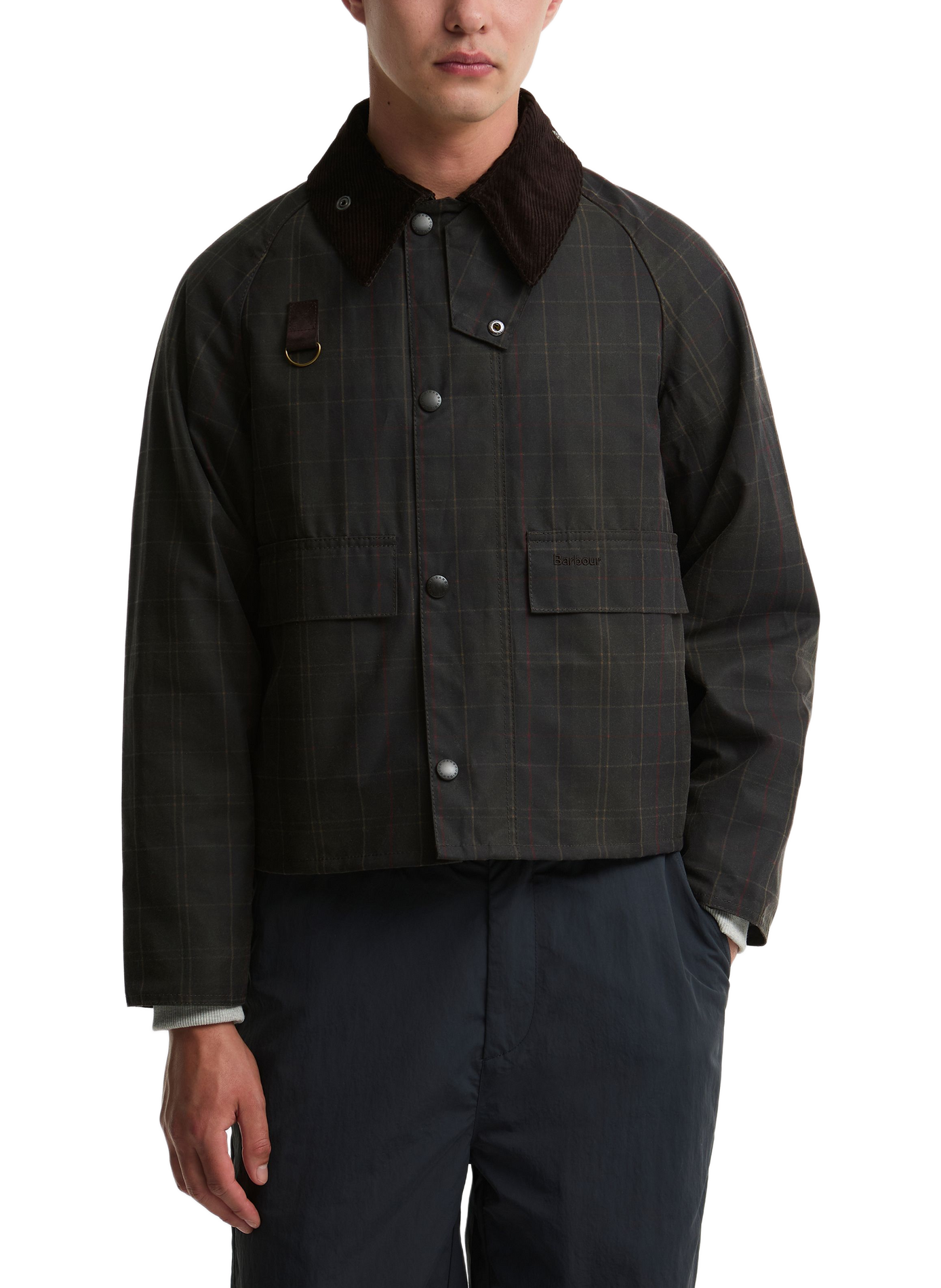 Straight classic collar checkered cotton jacket BARBOUR Green
