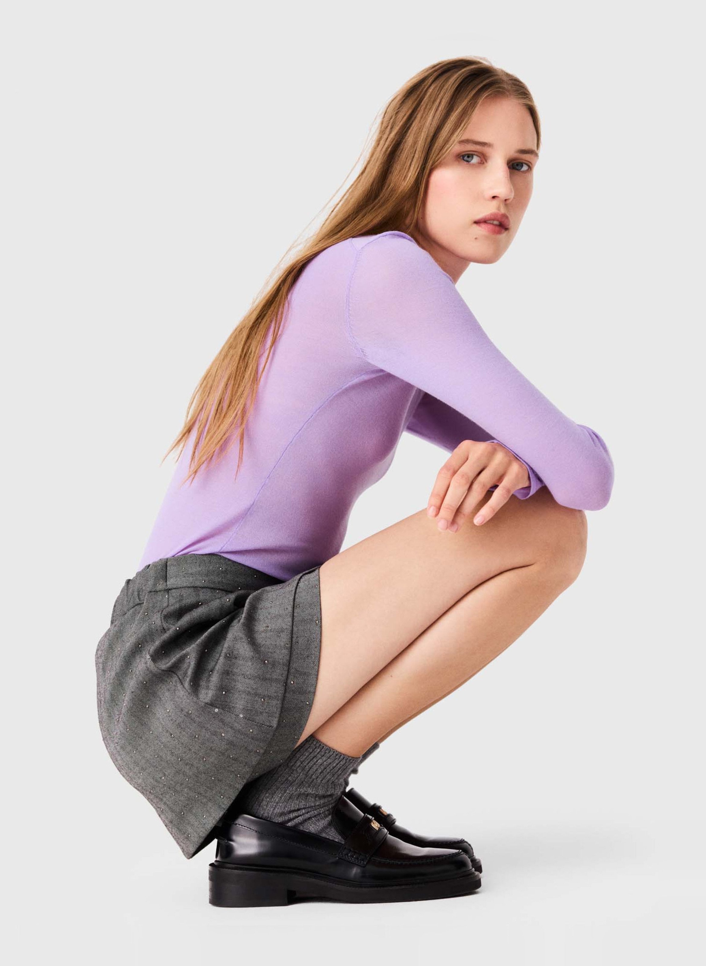 Jupe courte strassée MAJE Gris