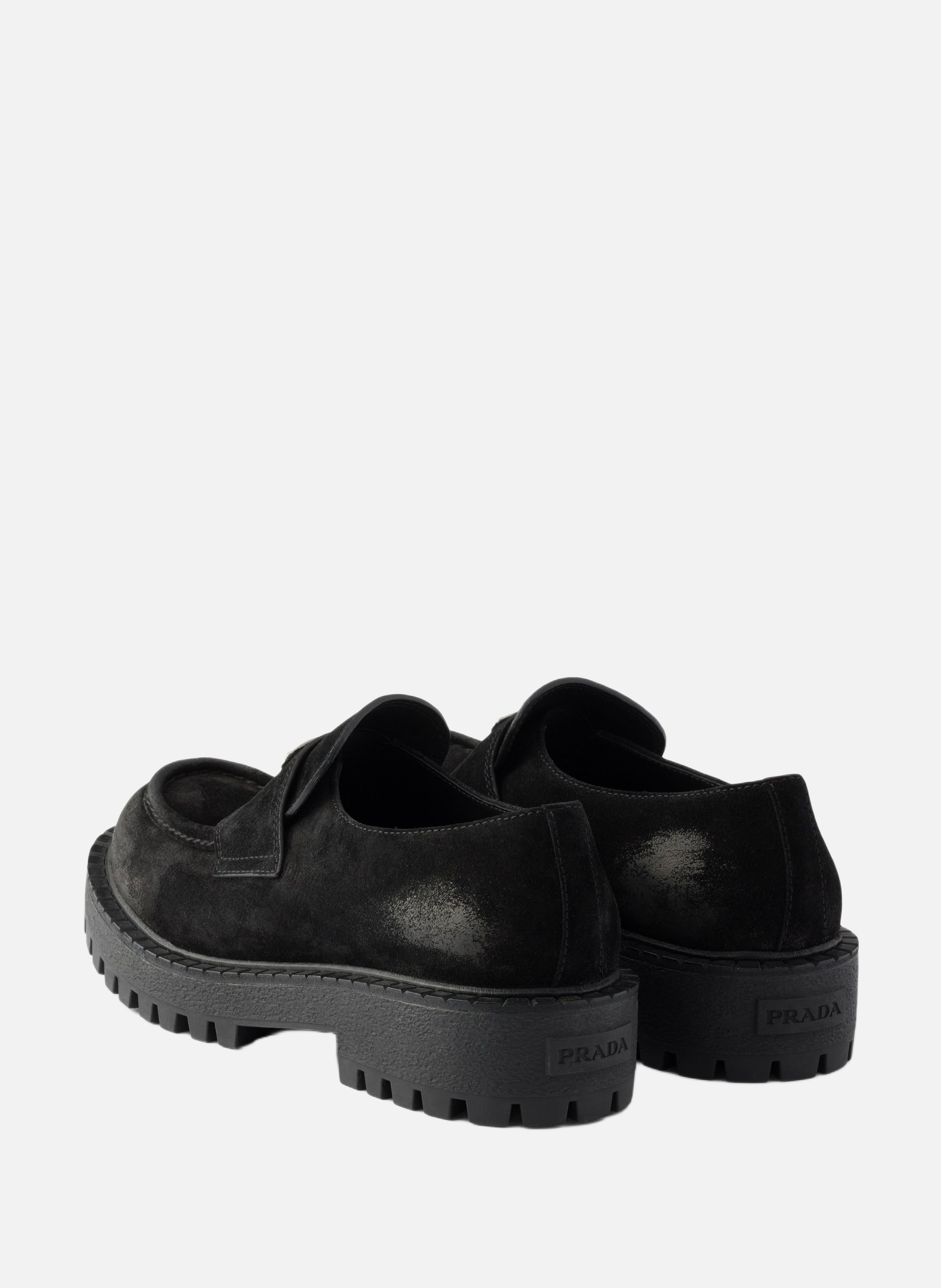 Mocassins en veau velours vieilli PRADA Noir