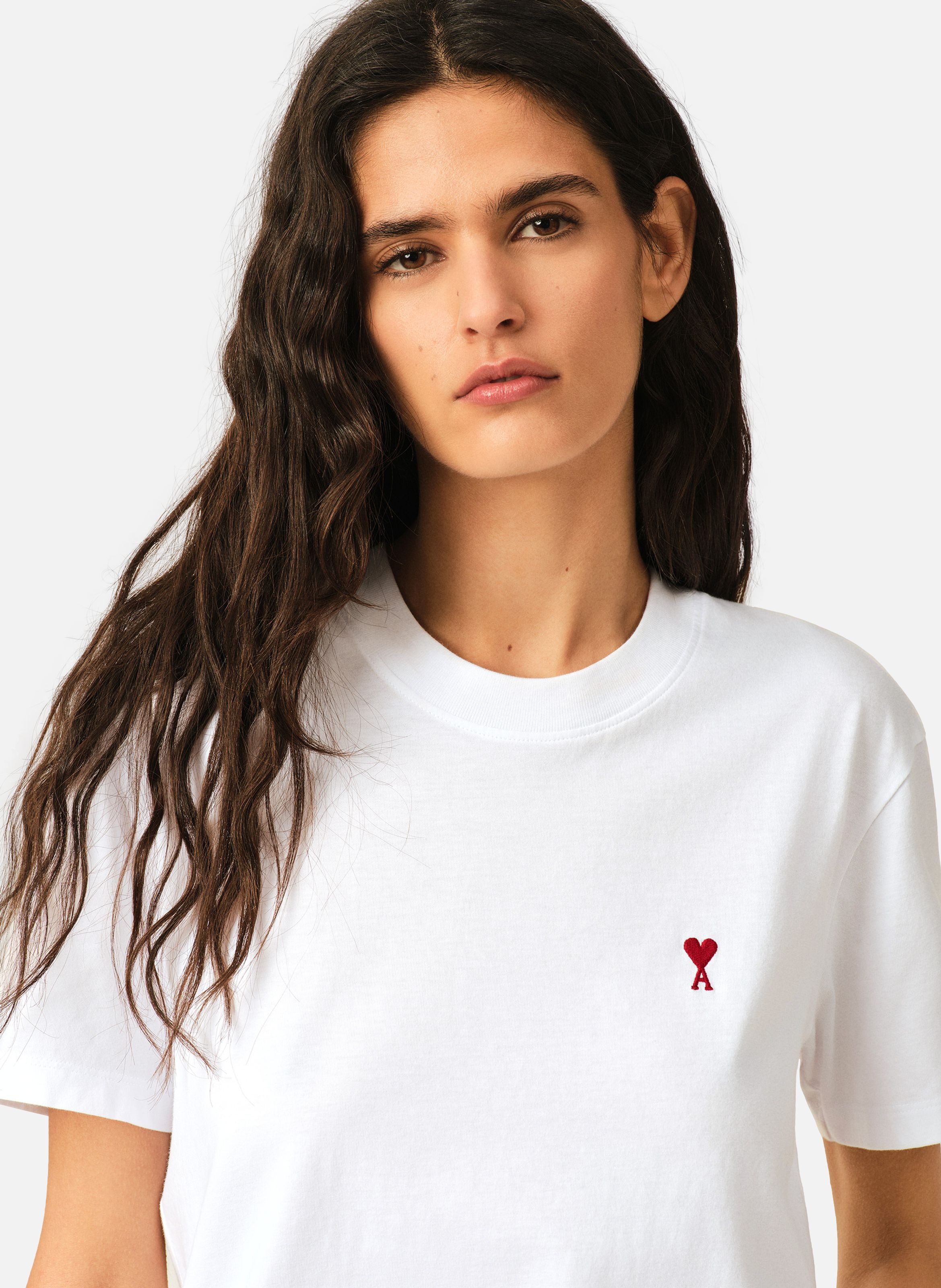 T-shirt ami de coeur rouge unisexe AMI PARIS Blanc