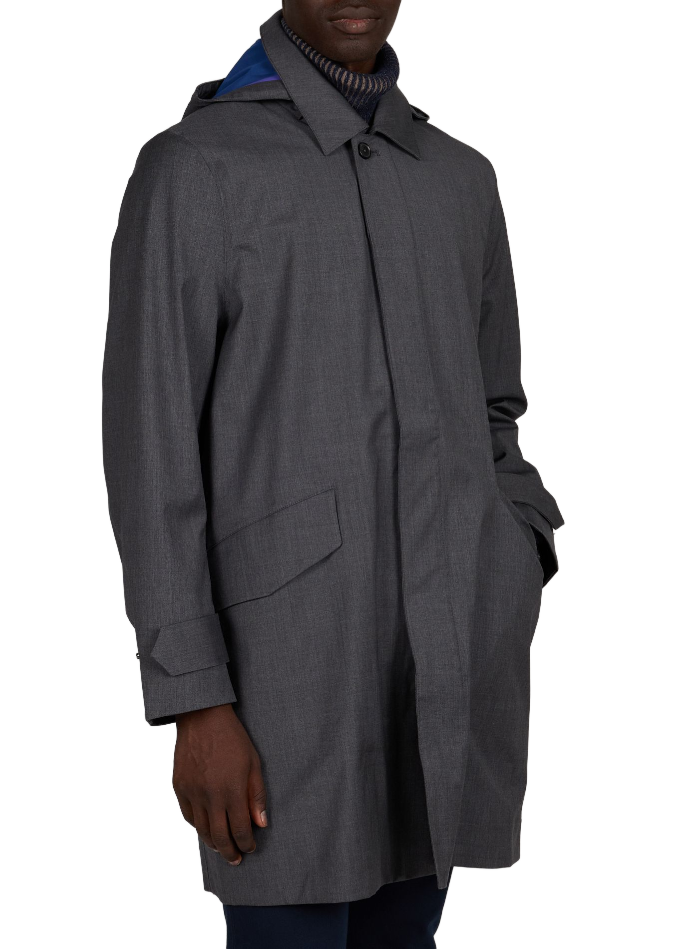 Manteau uni long en laine PAUL SMITH Gris