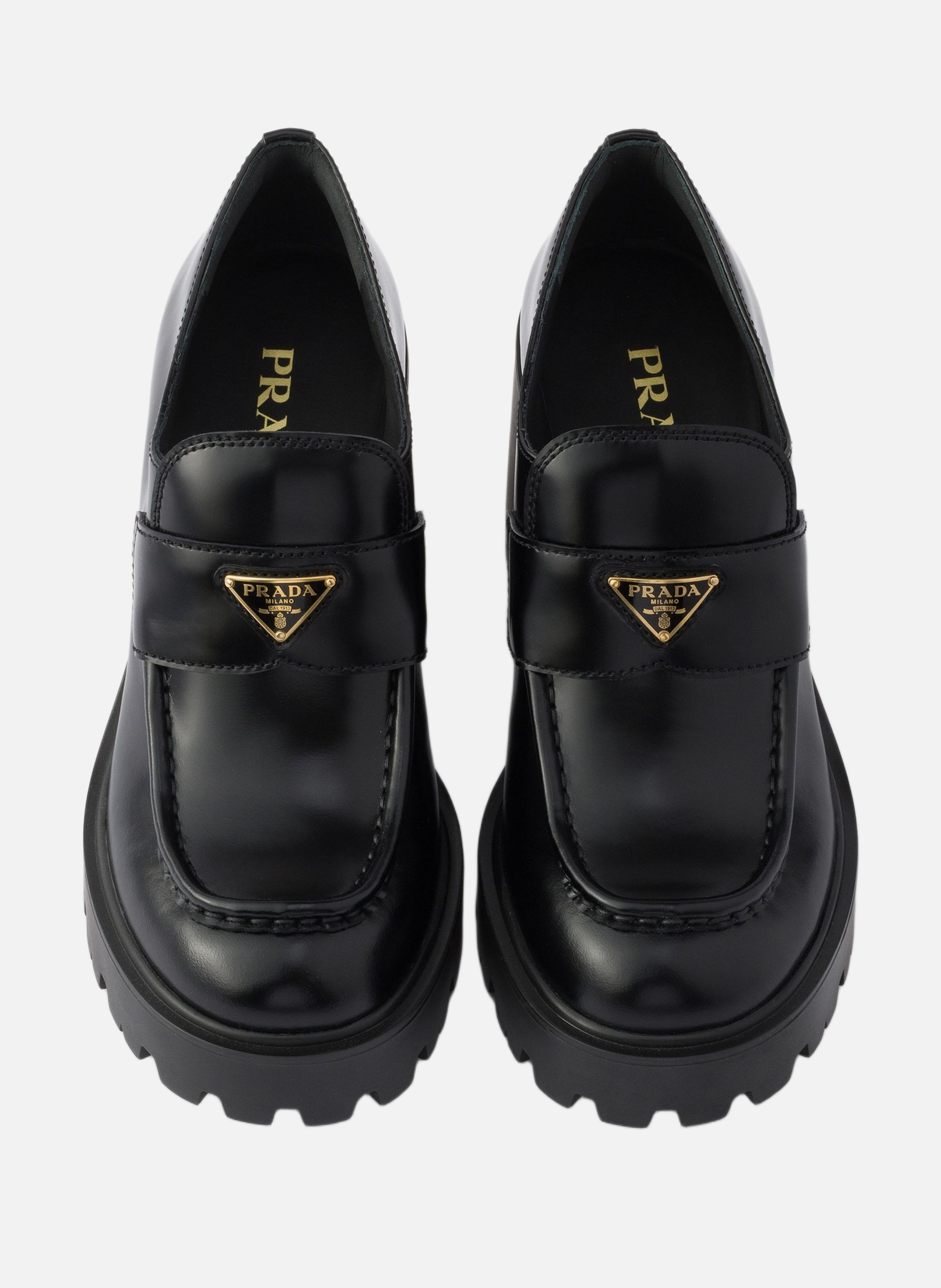 Mocassins en cuir brossé PRADA Noir
