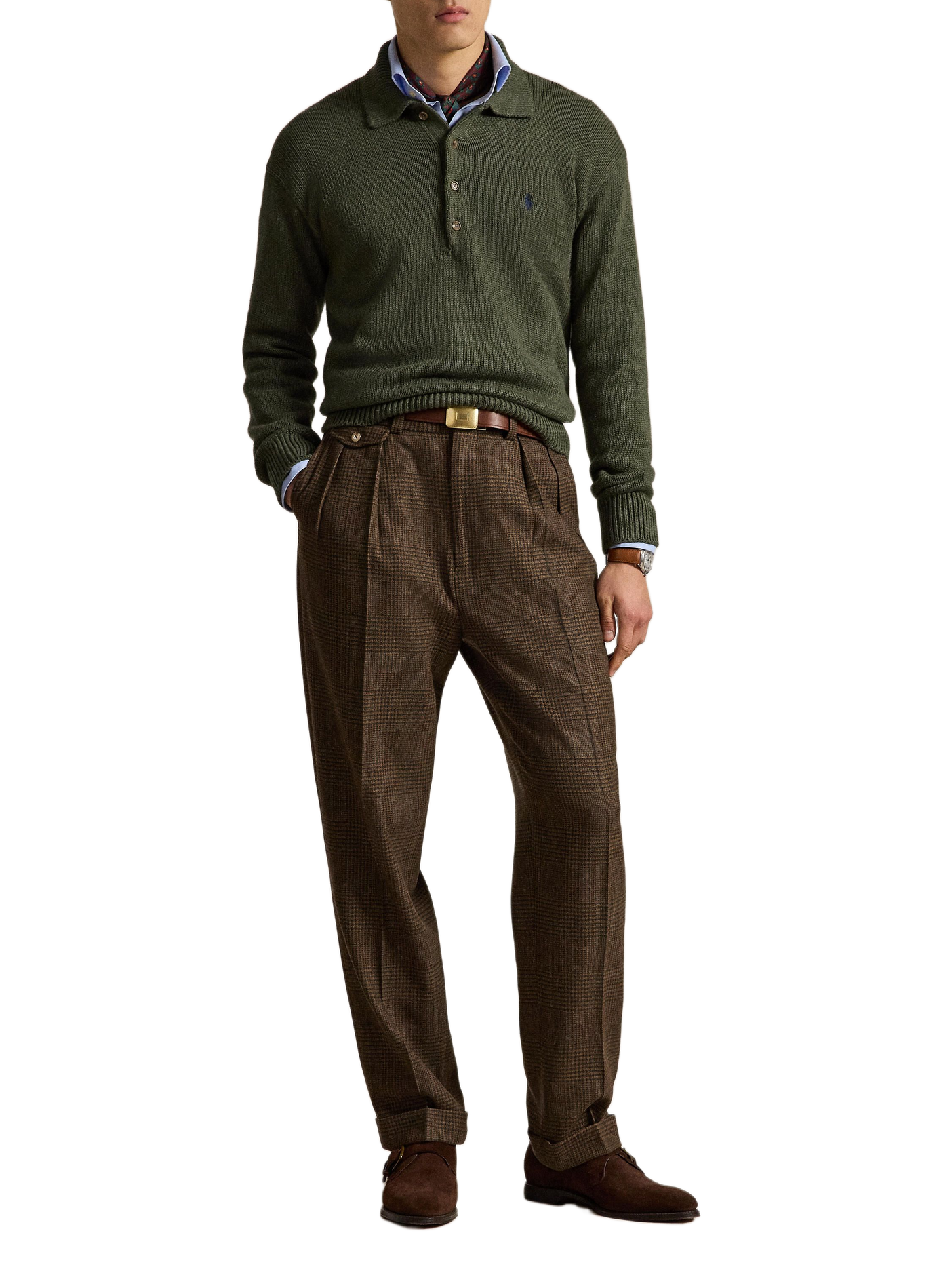 Pull droit col polo en coton | Vert POLO RALPH LAUREN Homme