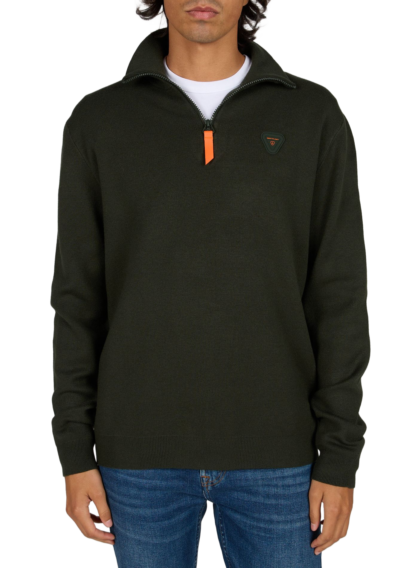 Straight fit high-neck zip-up sweatshirt with logo GERTRUDE Green