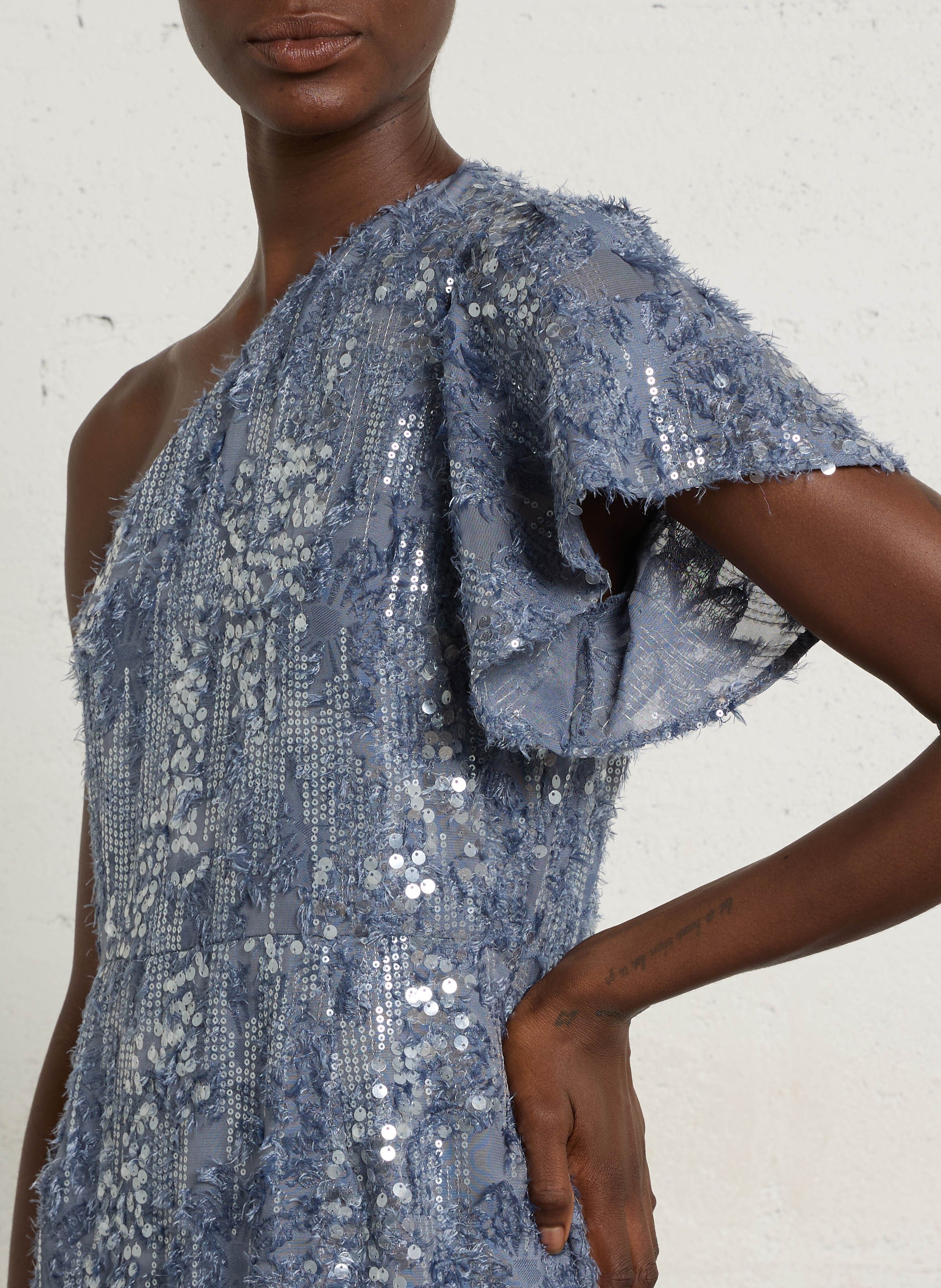 Robe asymétrique à sequins | Bleu IKKS Femme