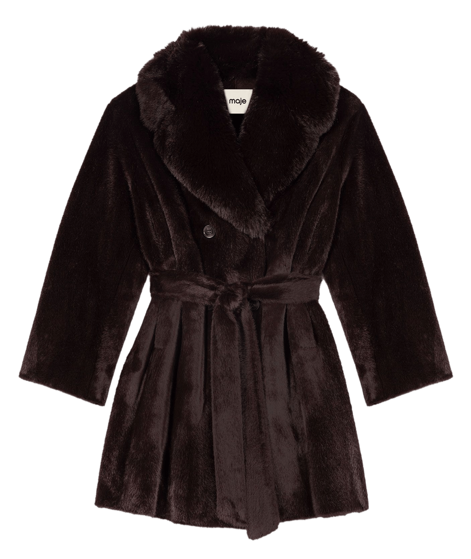 Manteau mi-long en fourrure synthétique MAJE Marron