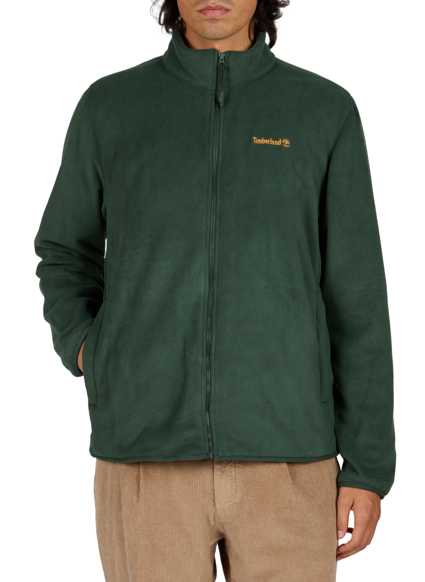Plain zip-up high-neck fleece TIMBERLAND Green