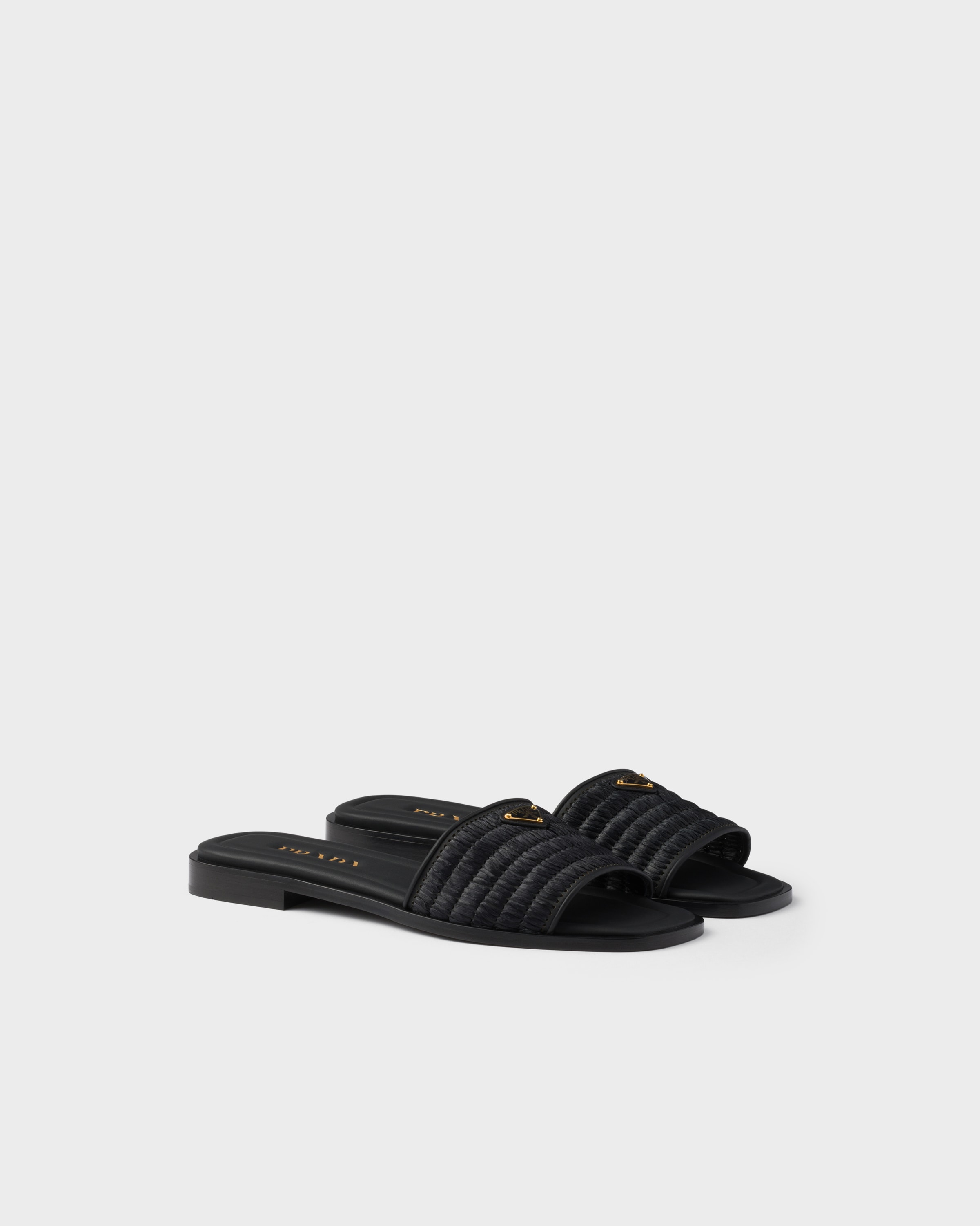 Mules en cuir avec détails en crochet PRADA Noir